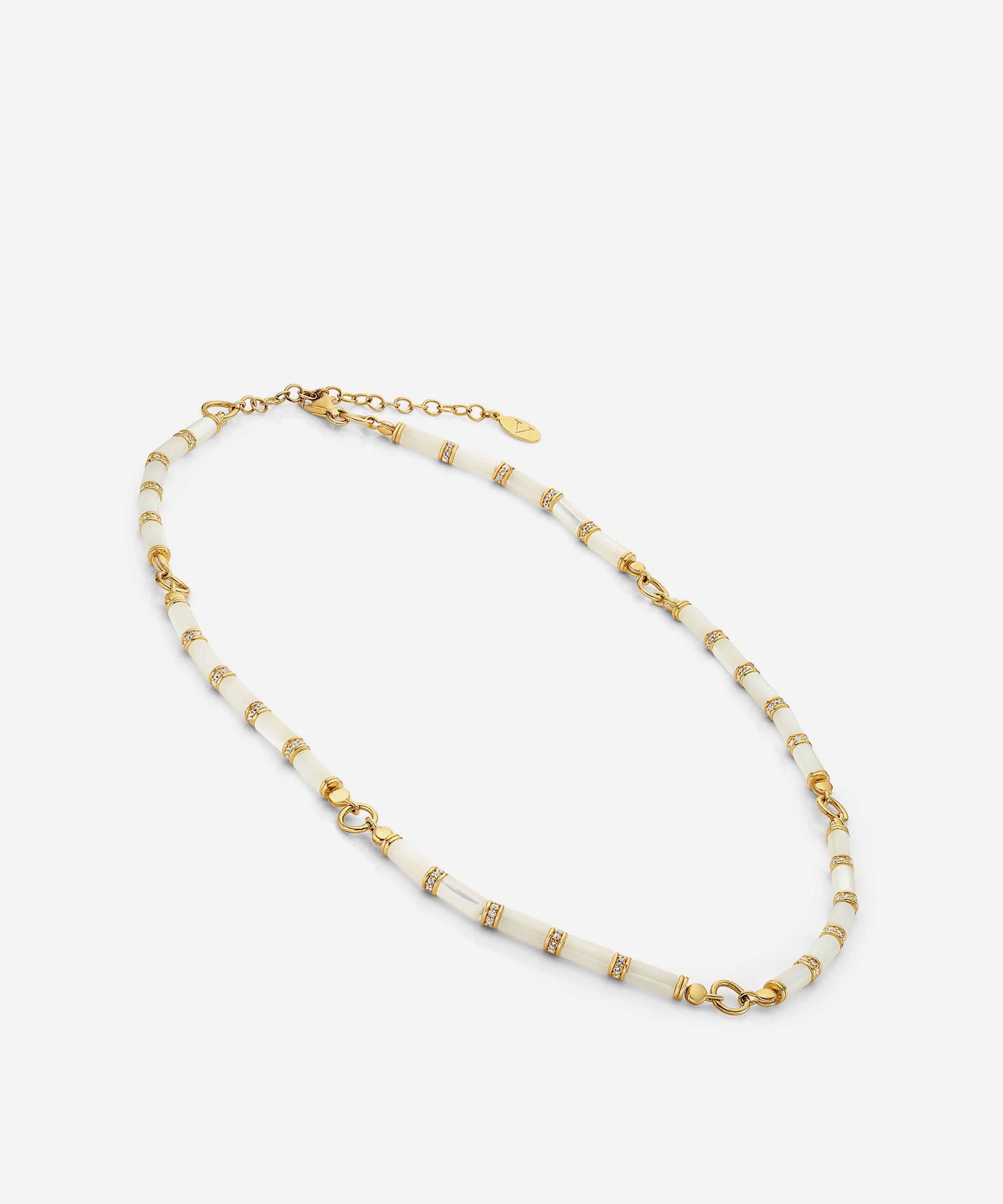 Laura Vann - 18ct Gold-Plated Column Mother of Pearl Bead Necklace image number 1