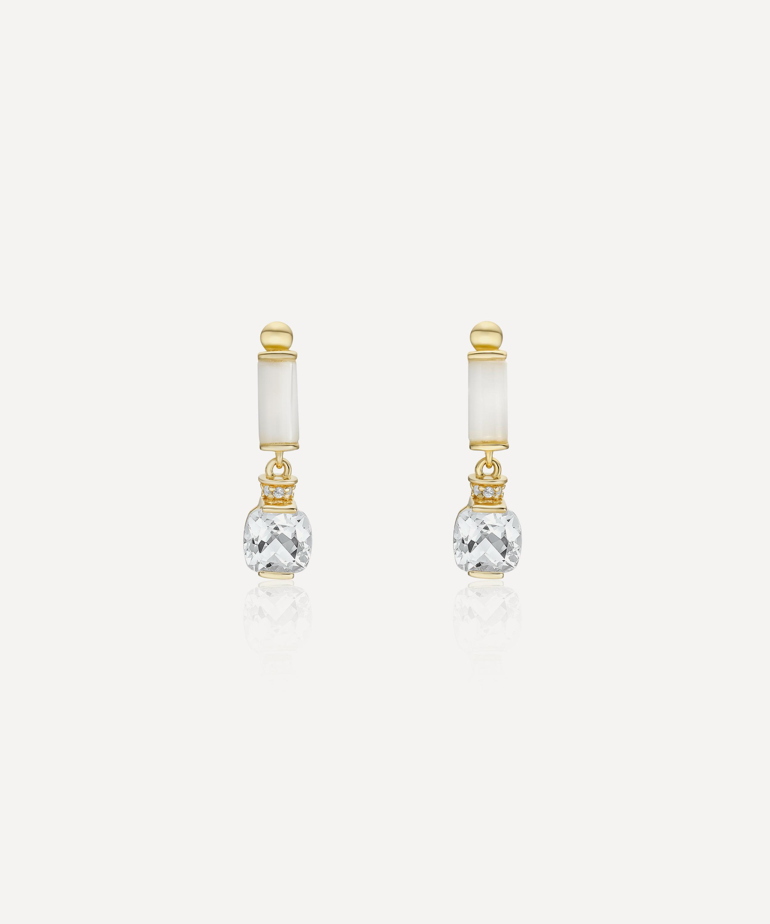 Laura Vann - 18ct Gold-Plated Vermeil Silver Column Cushion Drop Earrings image number 0