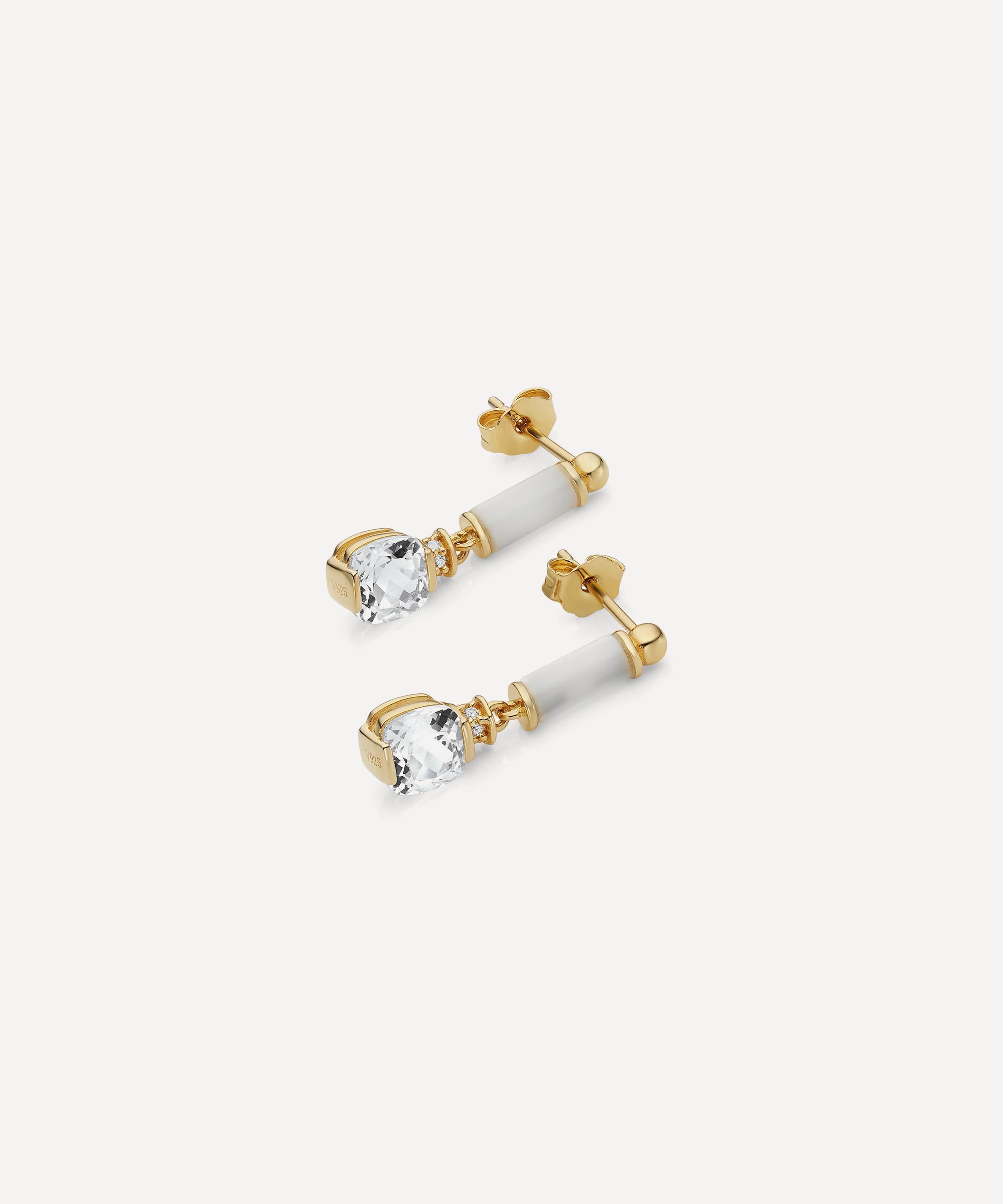 Laura Vann - 18ct Gold-Plated Vermeil Silver Column Cushion Drop Earrings image number 1