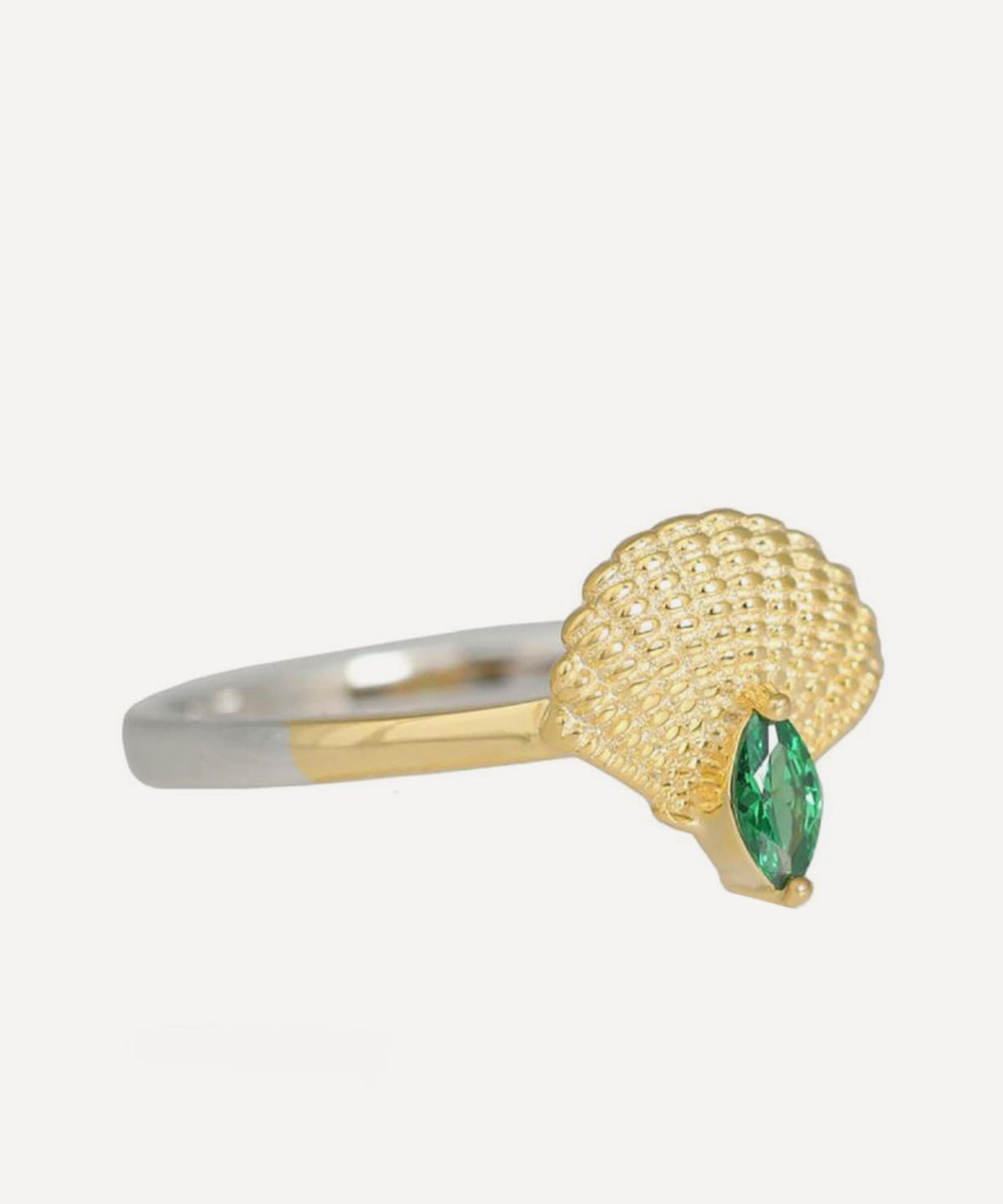 Laura Vann - 18ct Gold-Plated Silver Pamela Shell Pendant Ring image number 1
