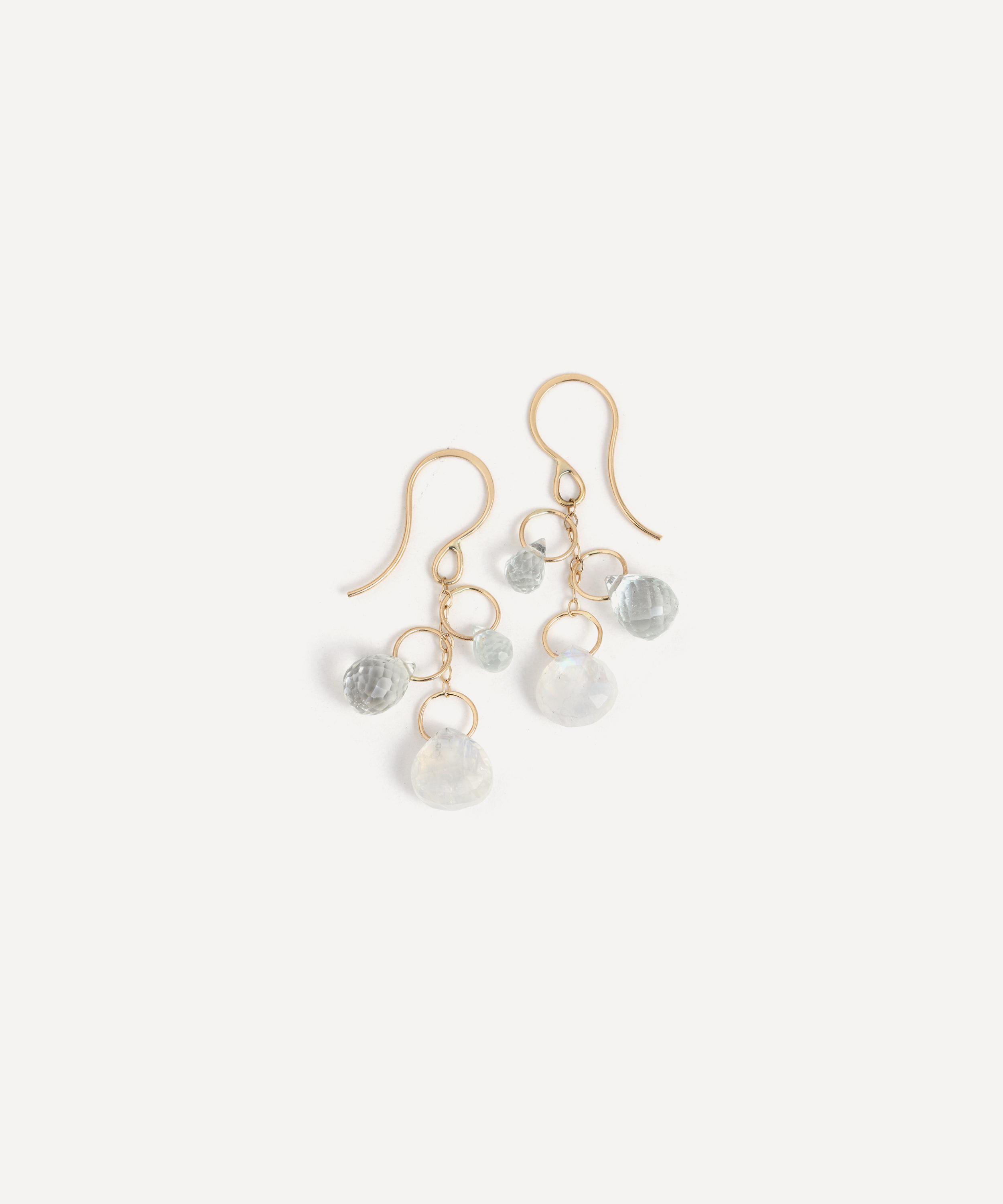 Melissa Joy Manning - 14ct Gold White Topaz Drop Earrings