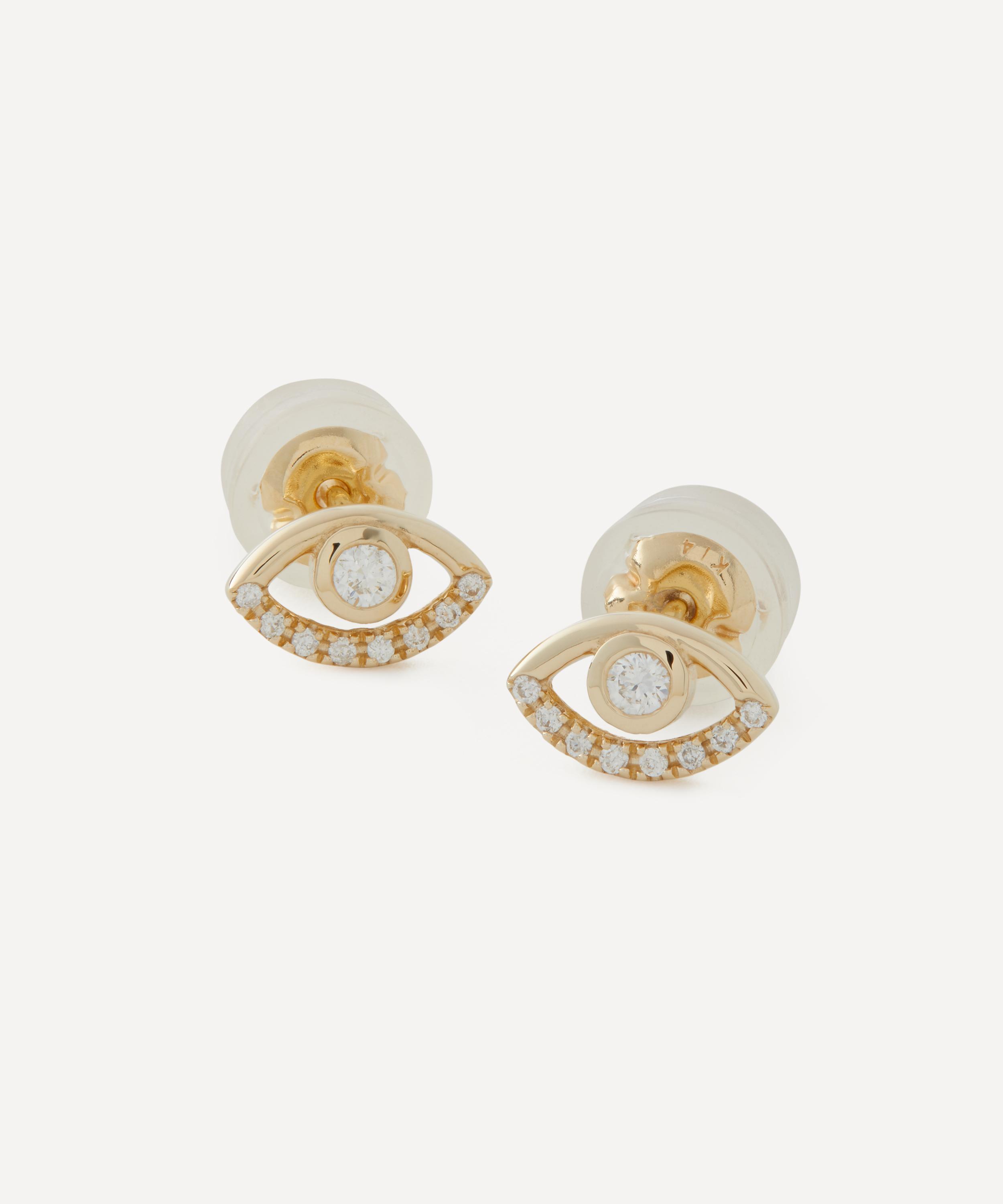 Melissa Joy Manning - 14ct Gold Wink Diamond Stud Earrings image number 1