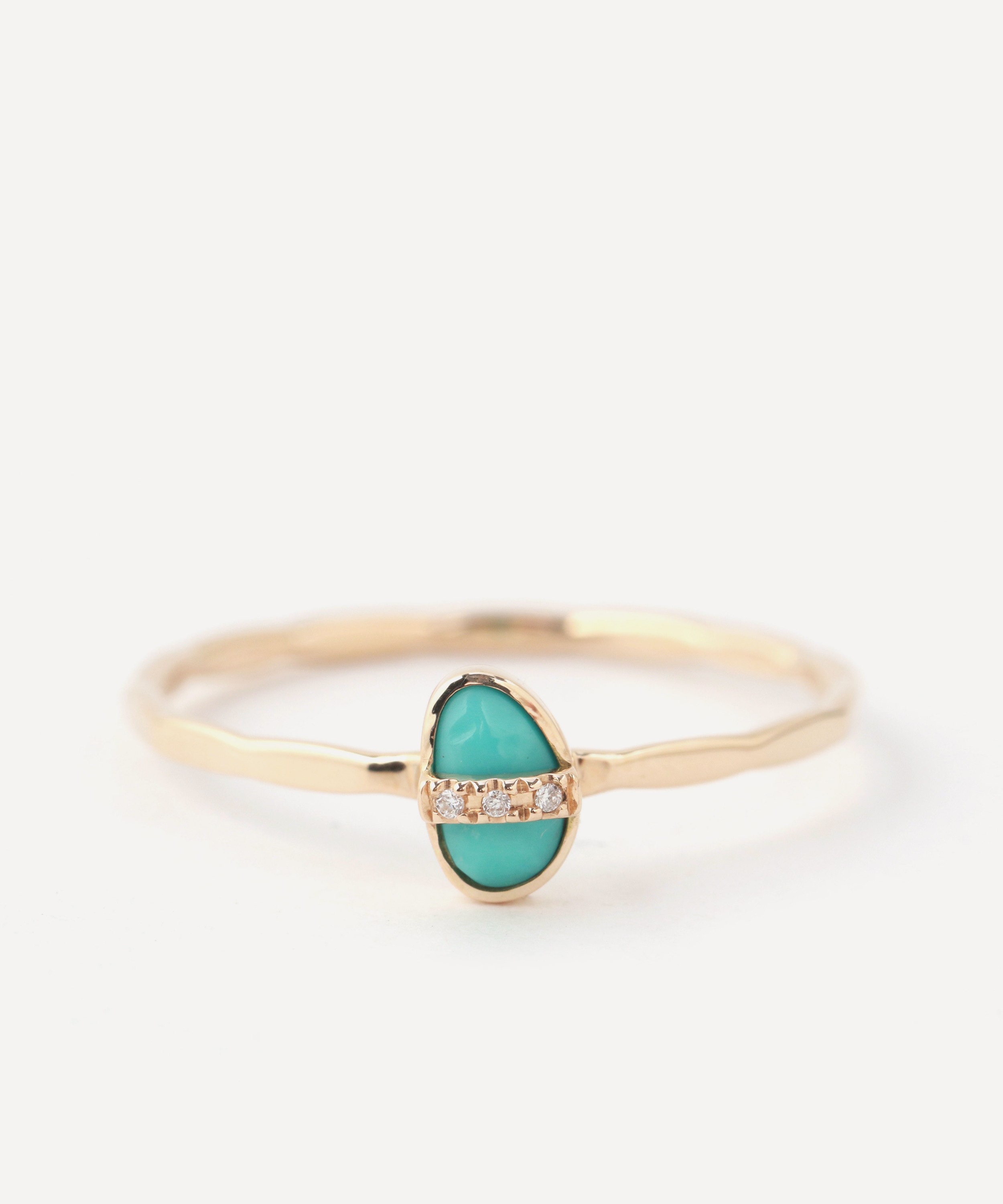 Melissa Joy Manning - 14ct Gold Small Micropave Bezel Wrapped Turquoise Ring