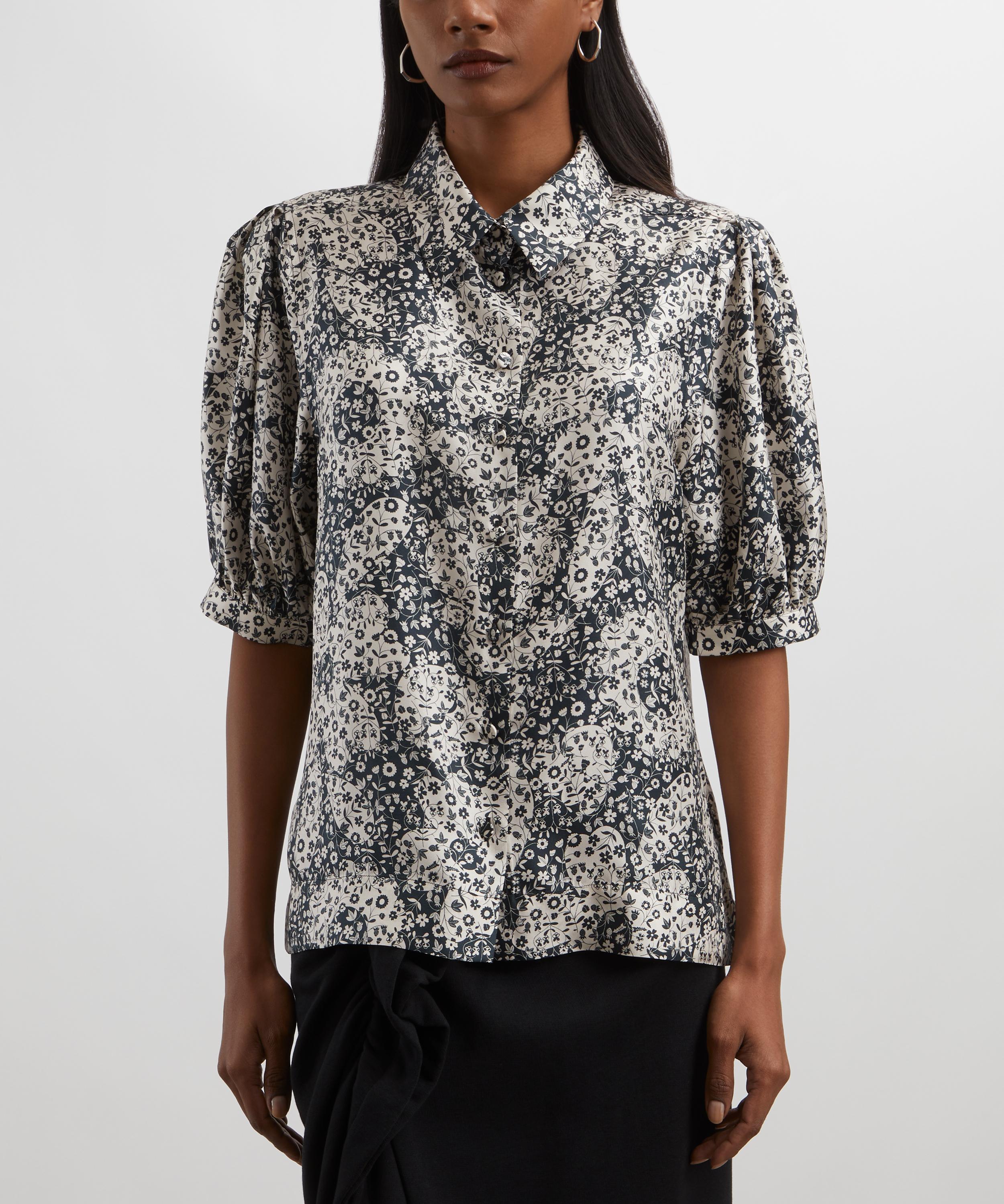 Liberty - Mirabelle Mono Silk Twill Puff Sleeve Shirt  image number 2