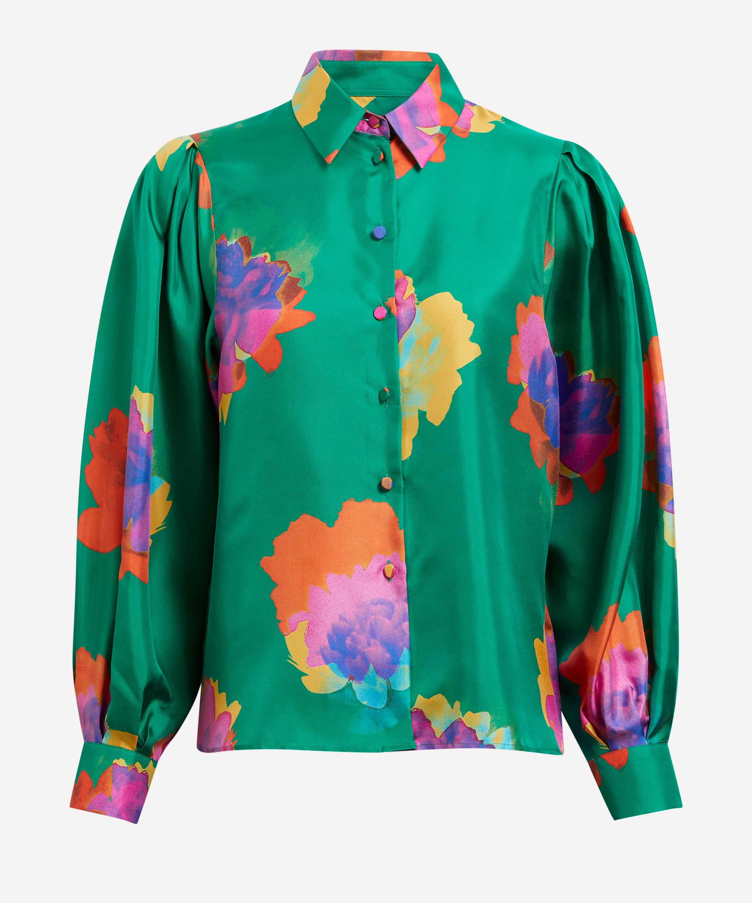 Liberty - Cunningham Silk Twill Long Puff Sleeve Shirt image number 0