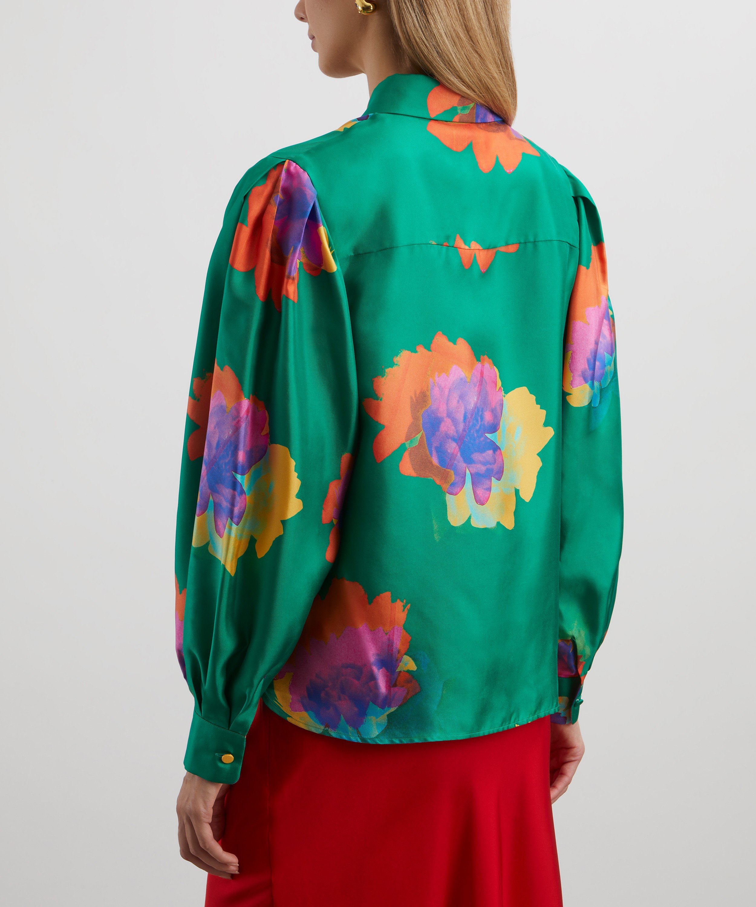 Liberty - Cunningham Silk Twill Long Puff Sleeve Shirt image number 3