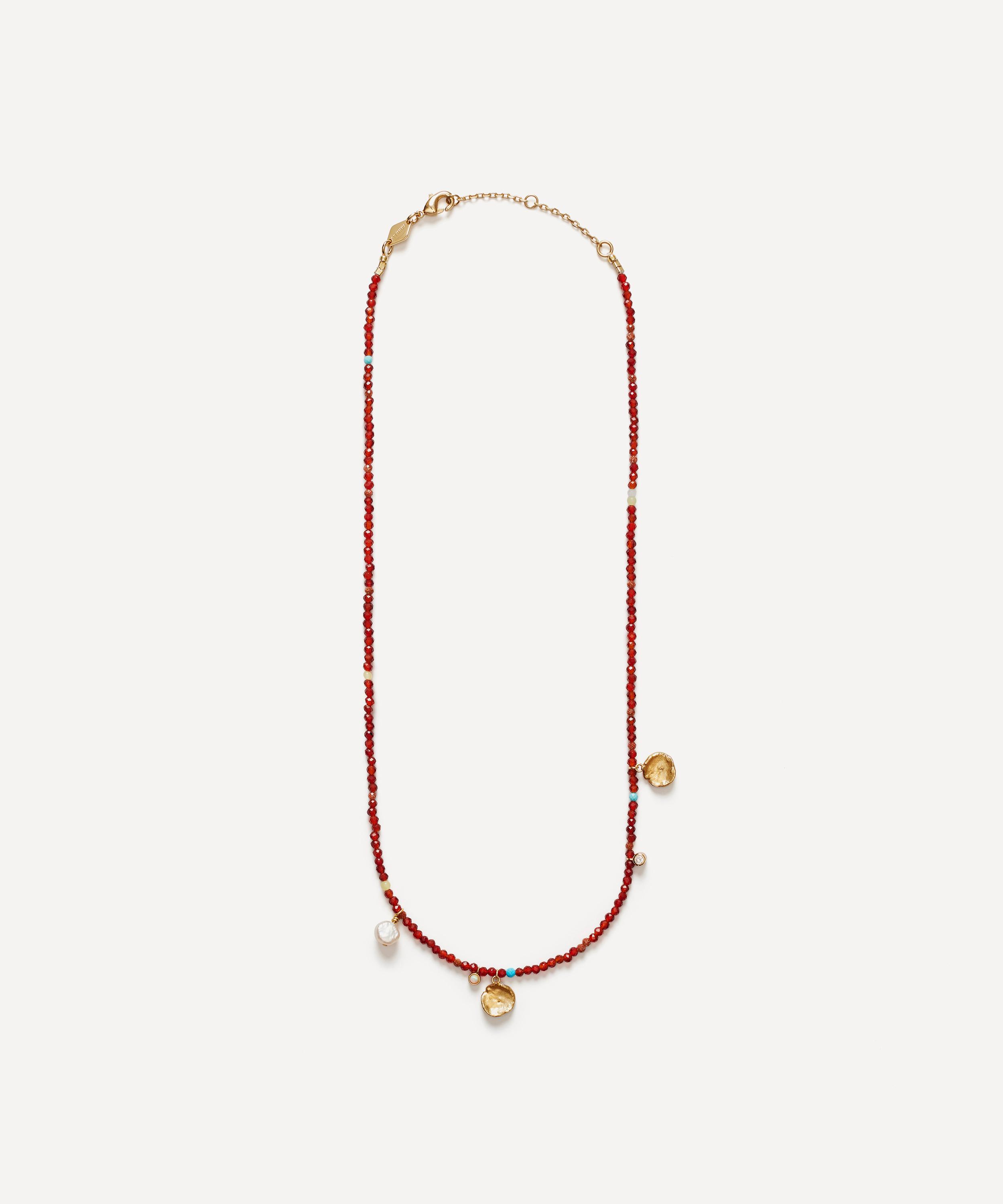 ANNI LU - 18ct Gold-Plated Maroon Harmony Bead Necklace image number 0