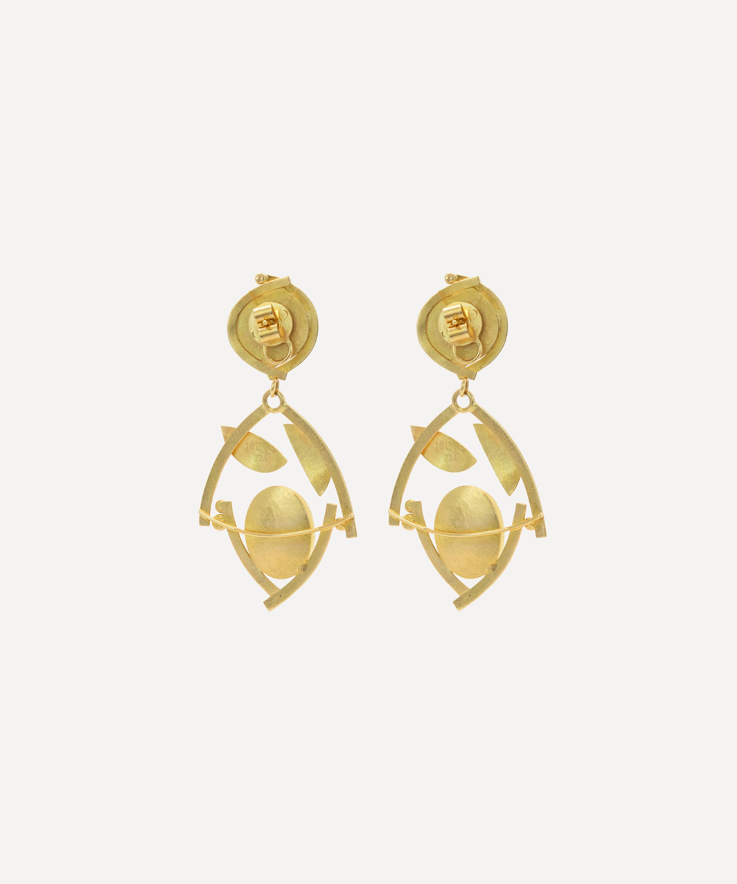 Kojis - 18ct-22ct Gold Vintage Ruby and Tourmaline Drop Earrings image number 1
