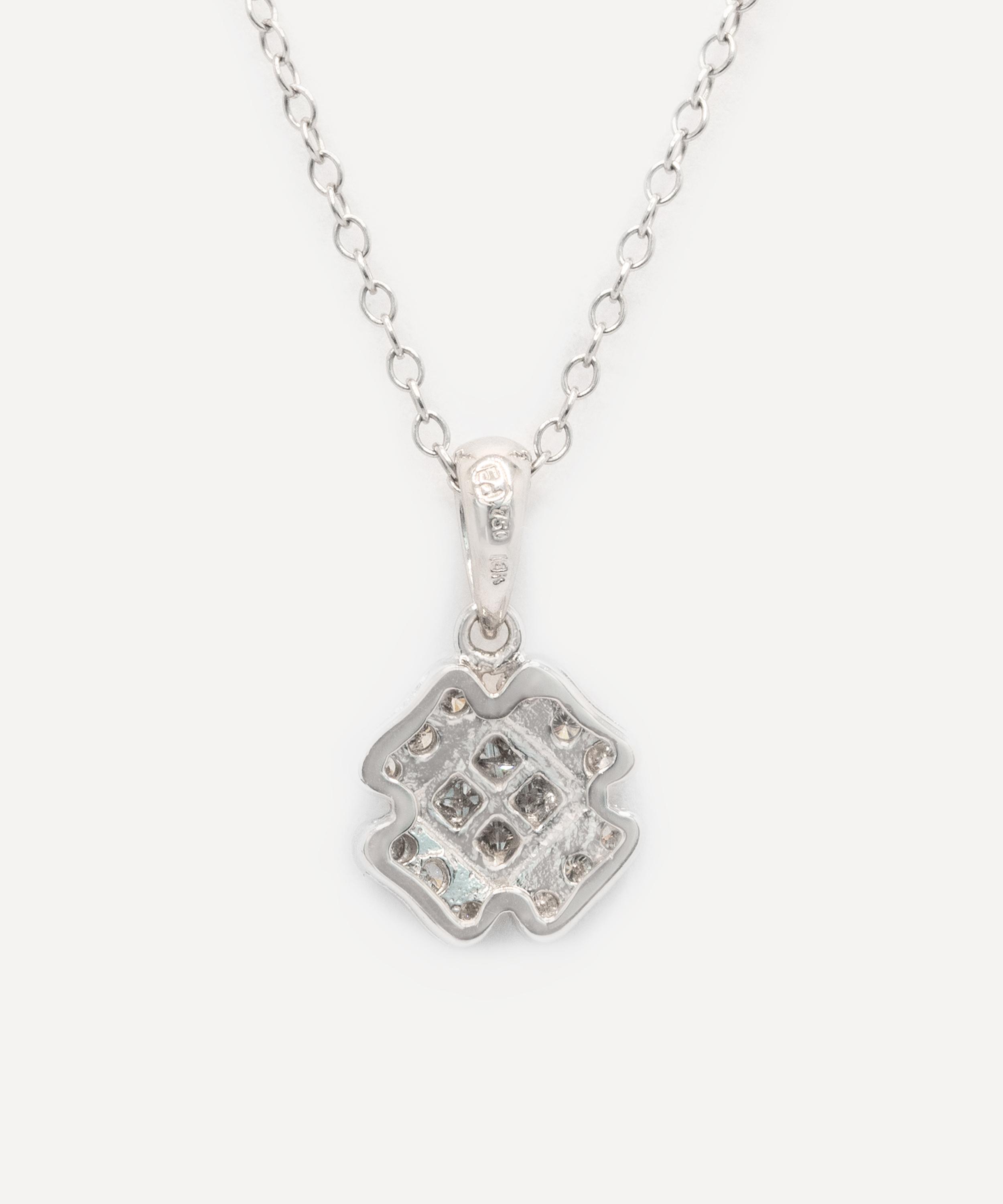 Kojis - 18ct White Gold Diamond Clover Pendant Necklace image number 2