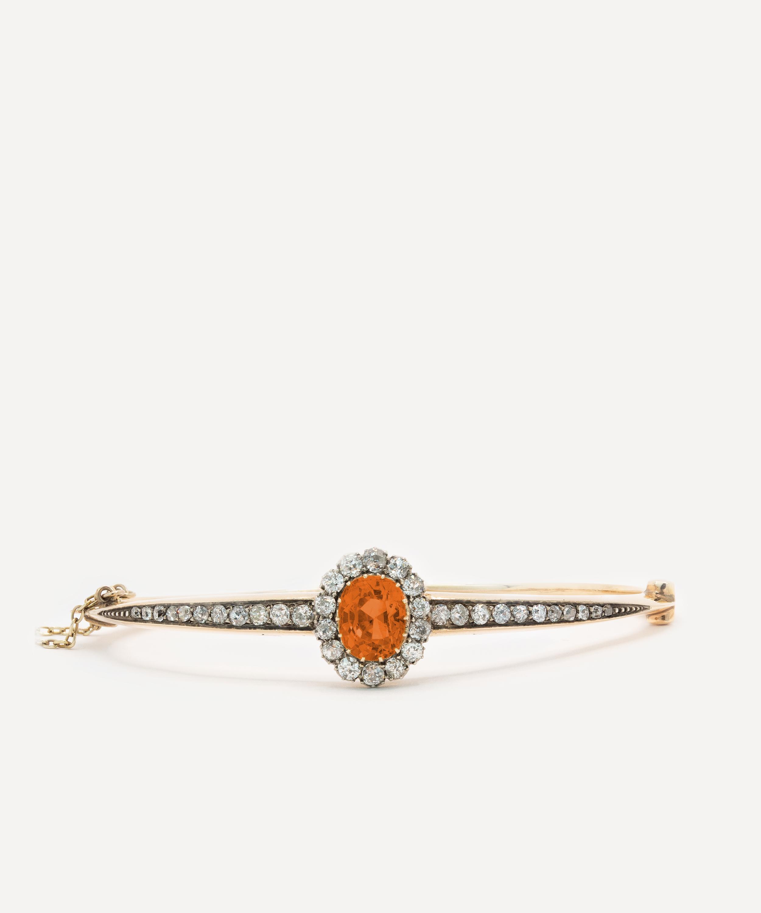 Kojis - 14ct Gold Antique Orange Citrine and Diamond Bangle Bracelet image number 0