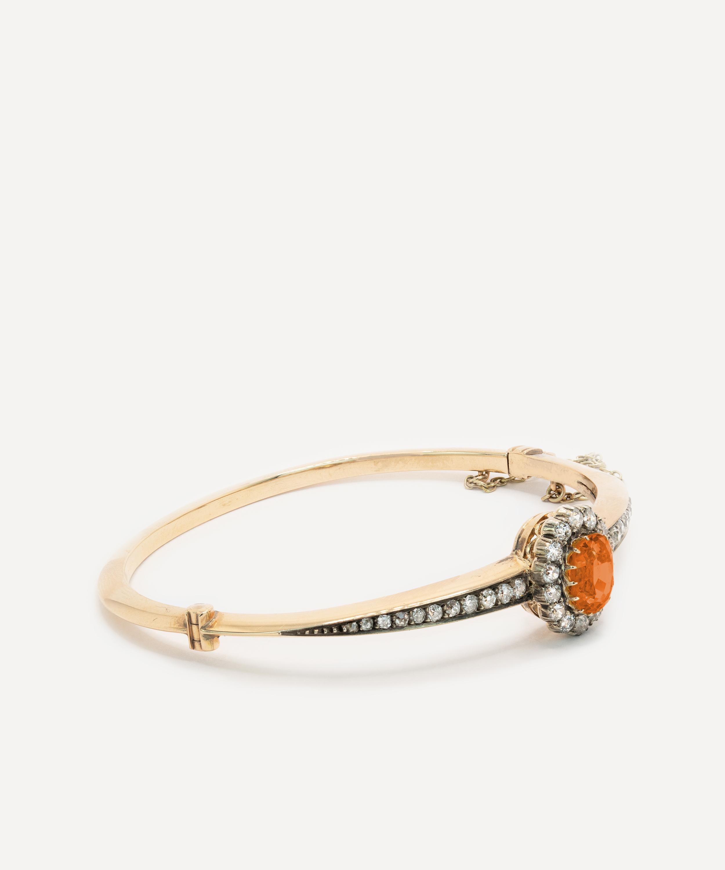 Kojis - 14ct Gold Antique Orange Citrine and Diamond Bangle Bracelet image number 1