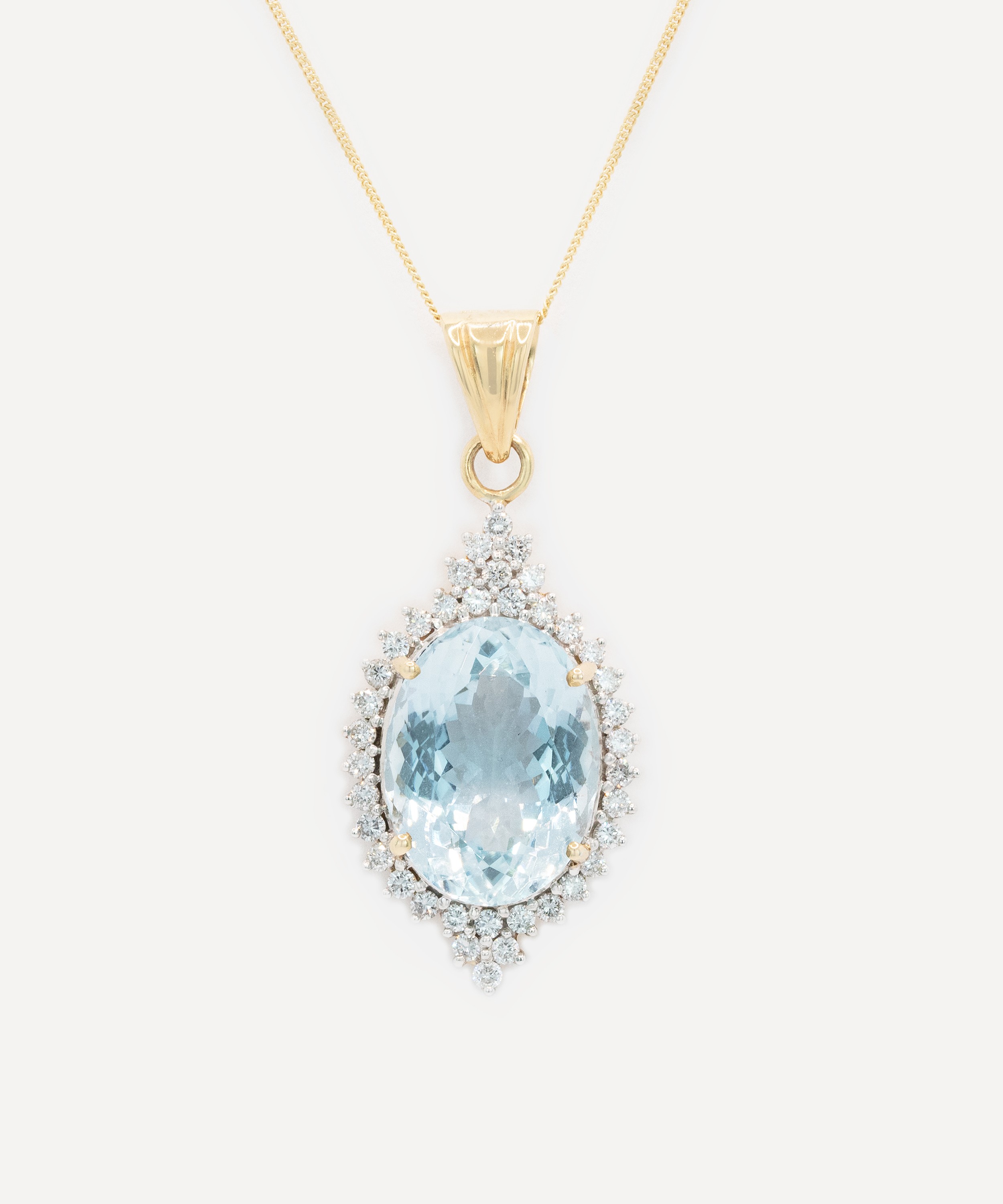 Kojis - 18ct Gold Aquamarine Cluster Pendant Necklace