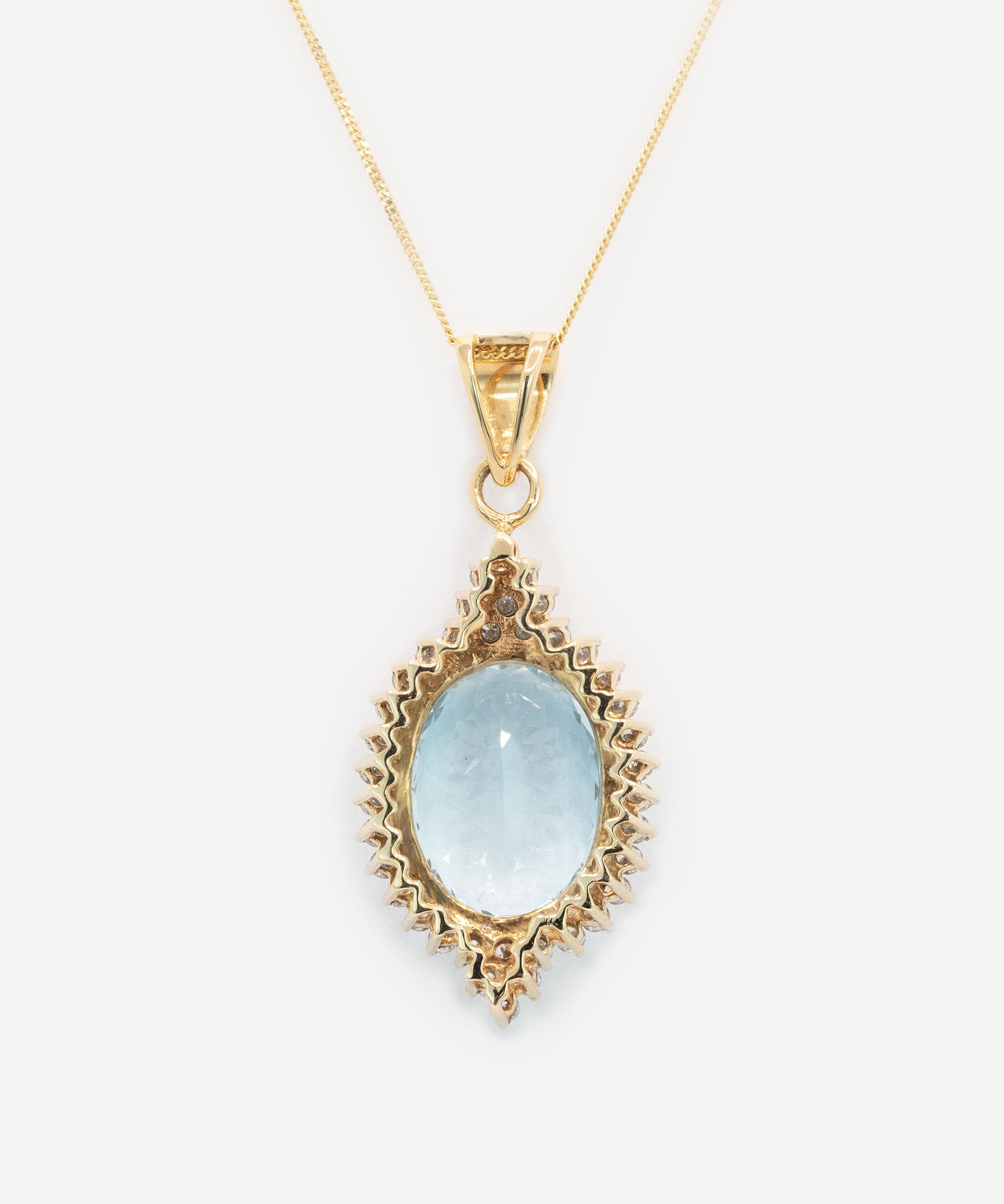 Kojis - 18ct Gold Aquamarine Cluster Pendant Necklace image number 2