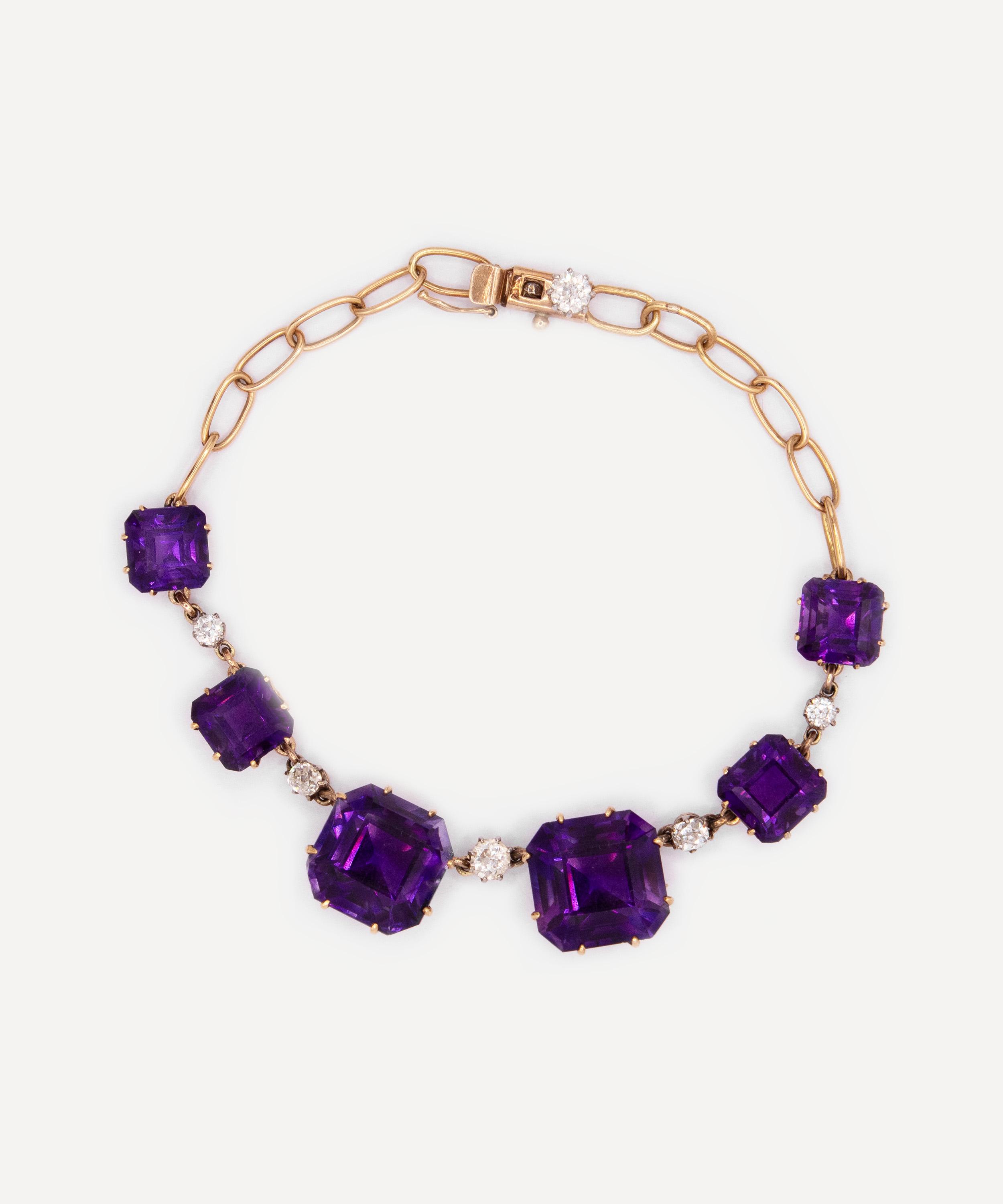 Kojis - 14ct Gold Antique Amethyst and Diamond Bracelet image number 0