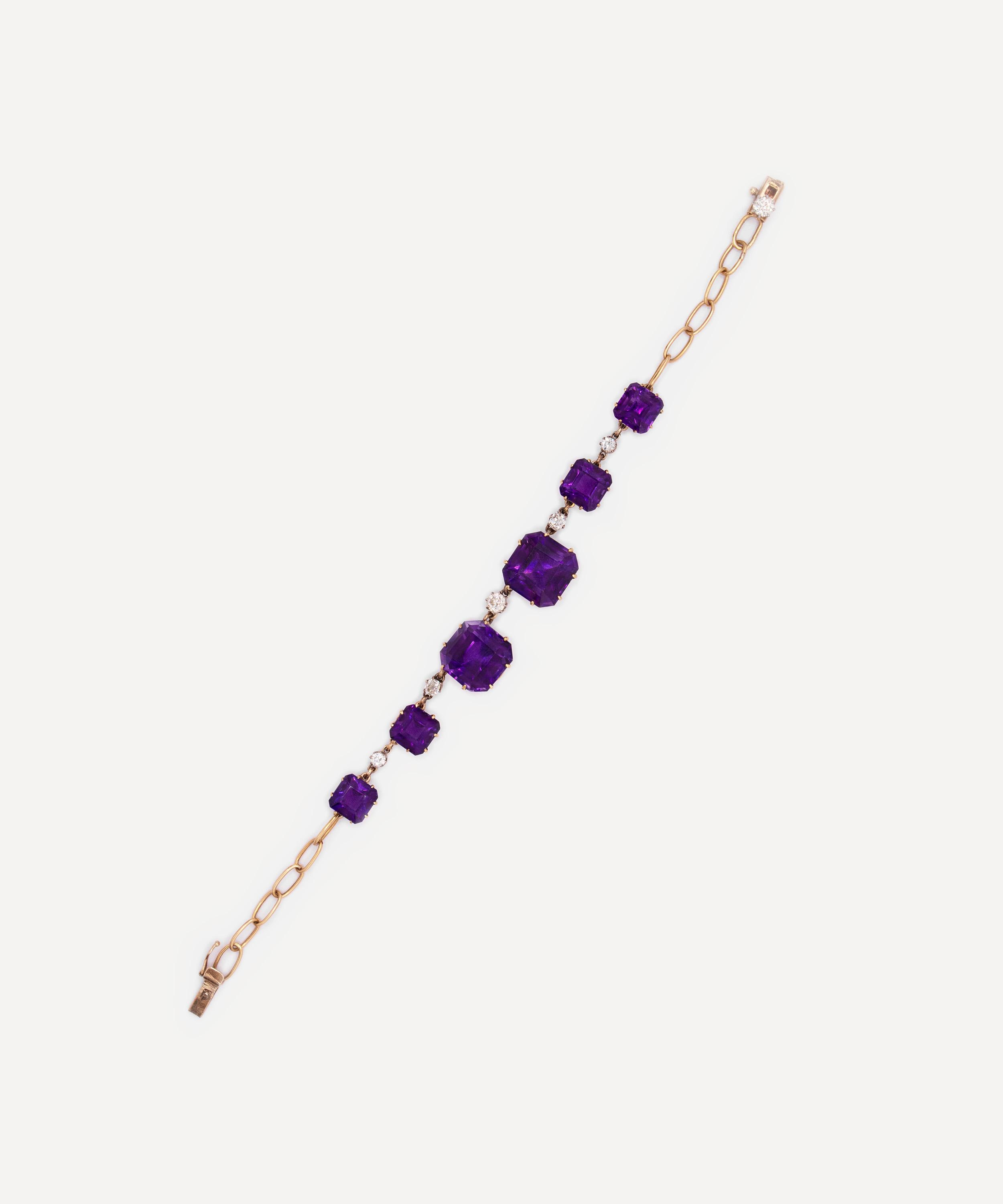 Kojis - 14ct Gold Antique Amethyst and Diamond Bracelet image number 1