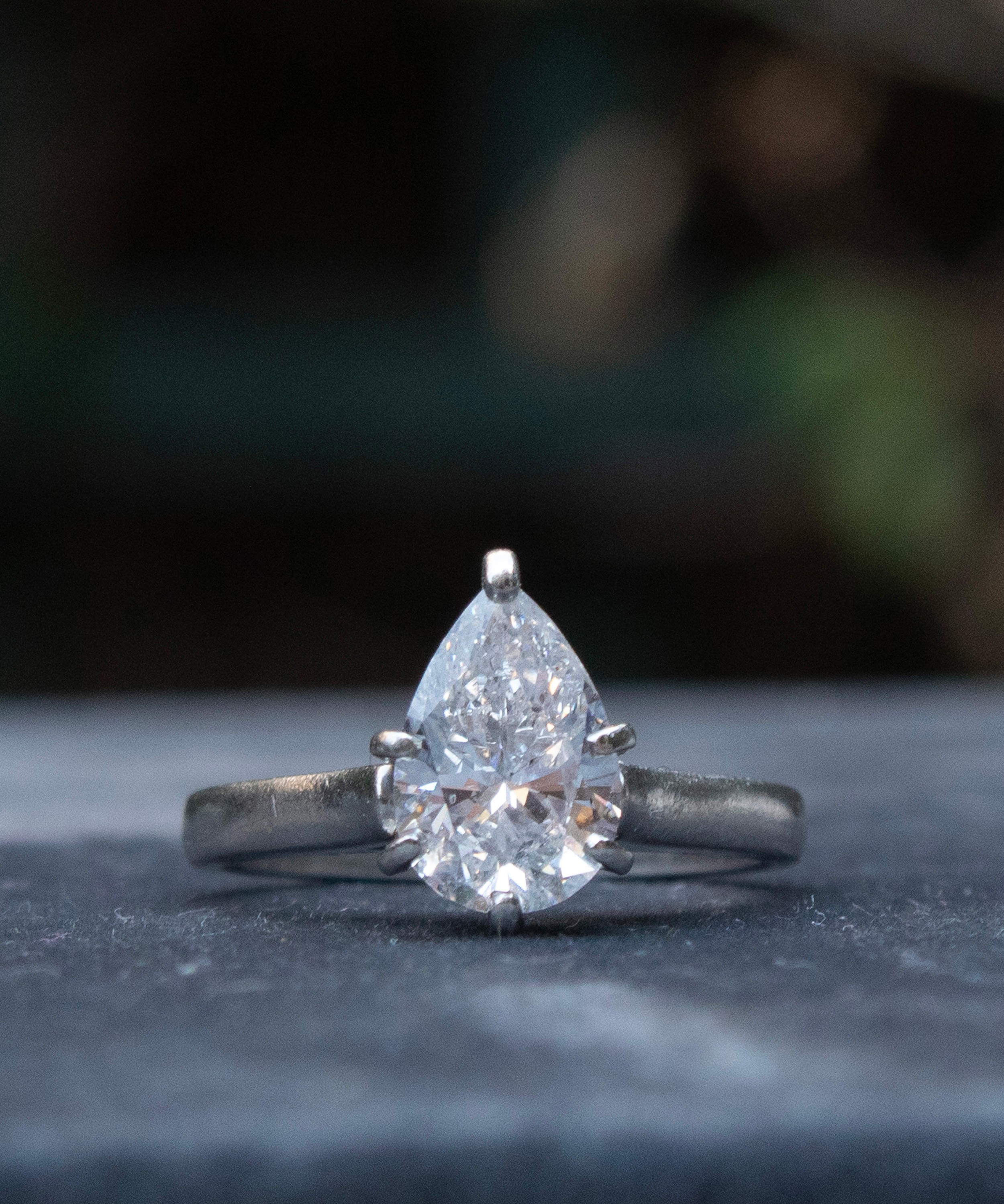 Kojis - Platinum Vintage Pear Cut Diamond Ring image number 2