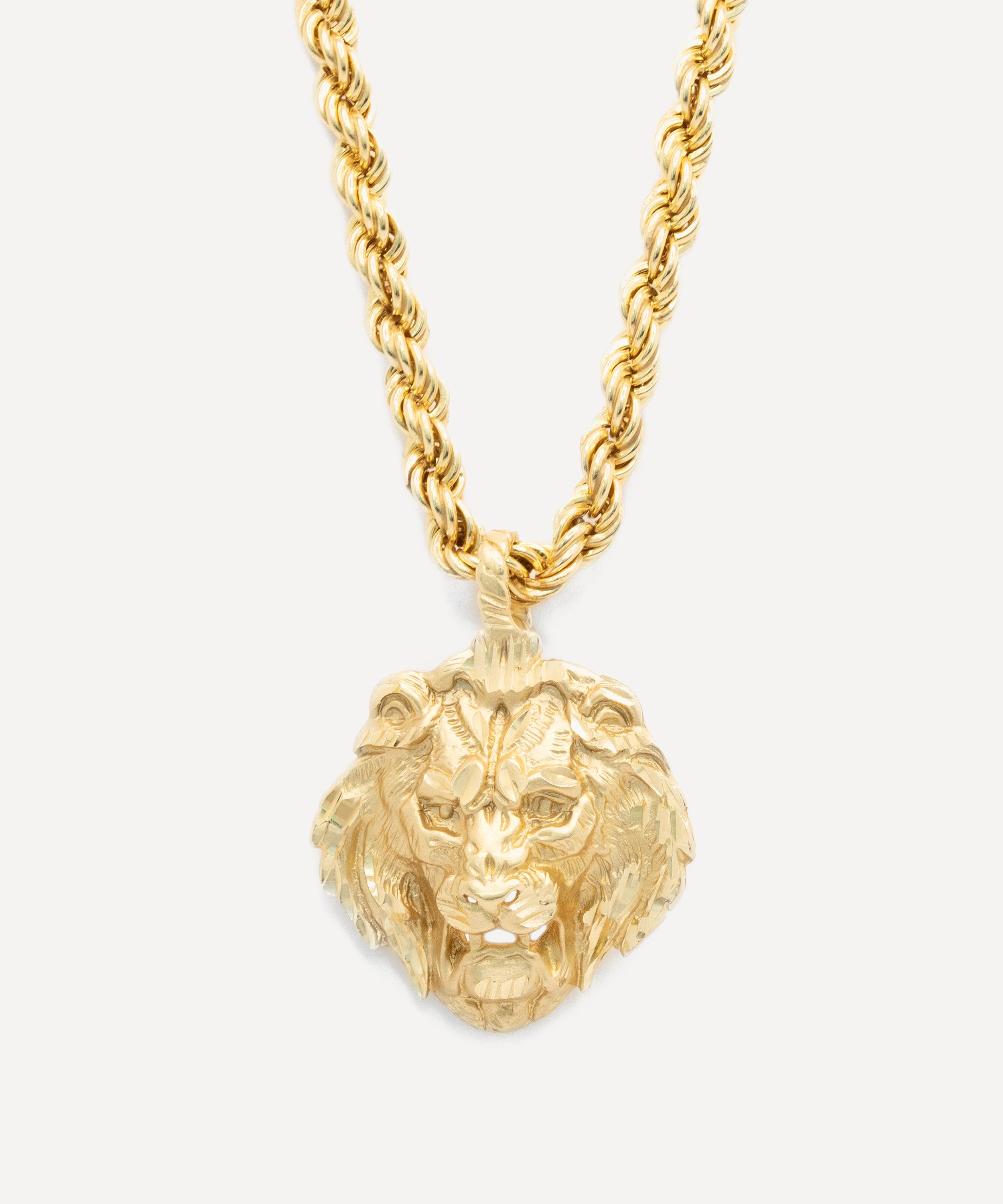 Kojis - 14ct Gold Vintage Lion Pendant Necklace image number 0