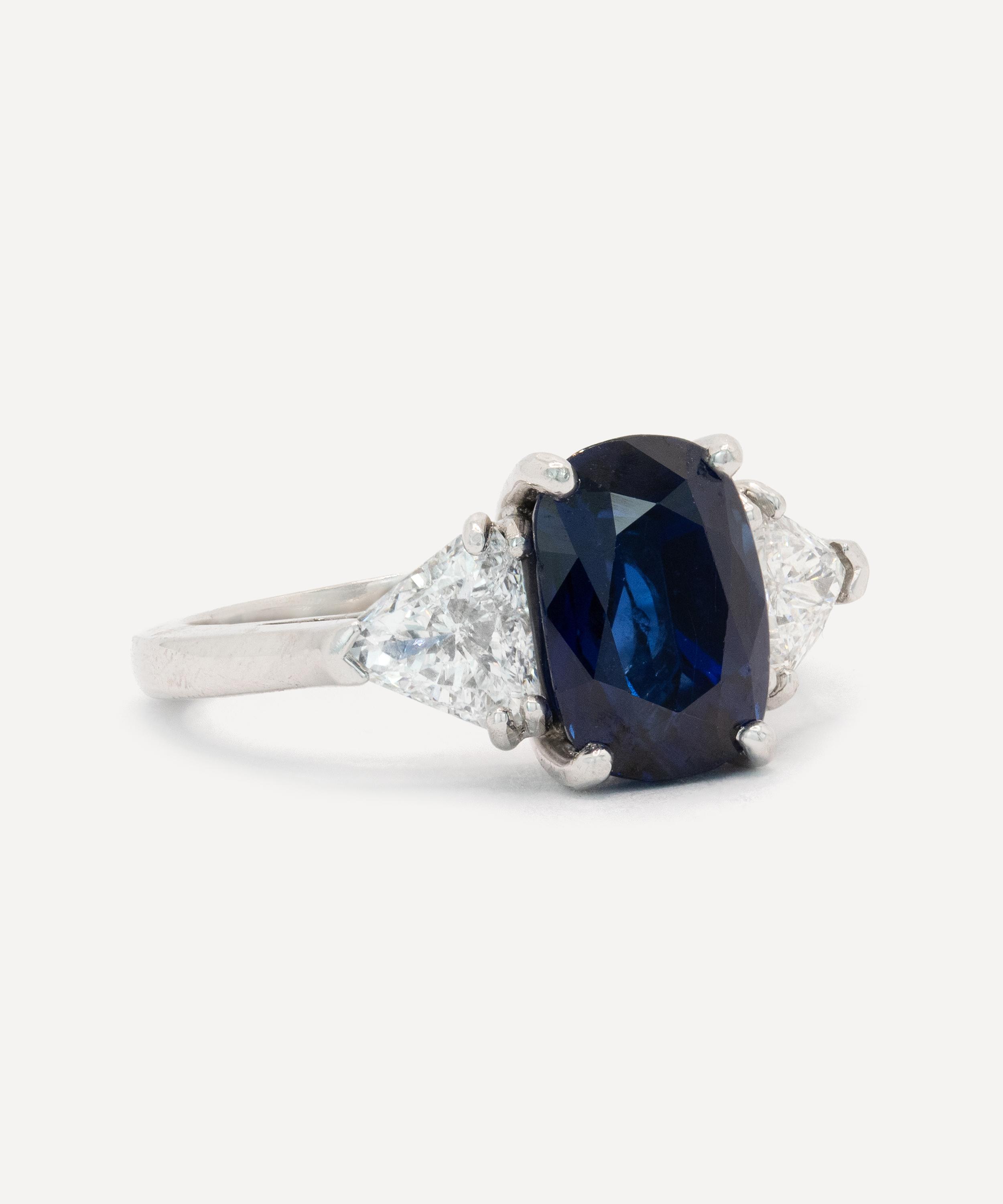 Kojis - Platinum Sapphire and Trillion Cut Diamond Ring image number 1