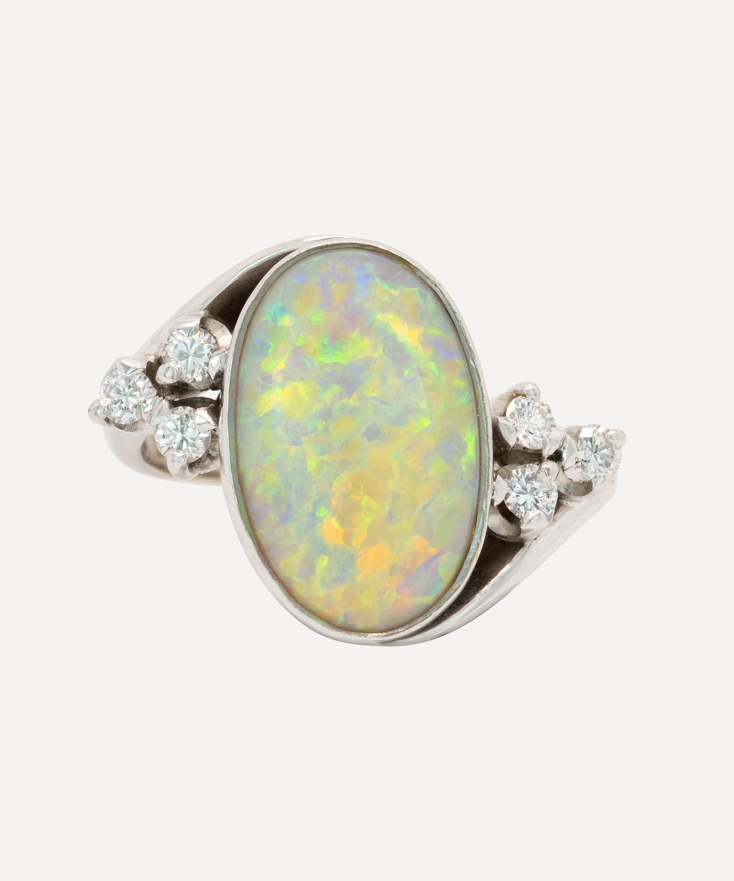 Kojis - 18ct White Gold Opal and Trefoil Diamond Ring image number 0