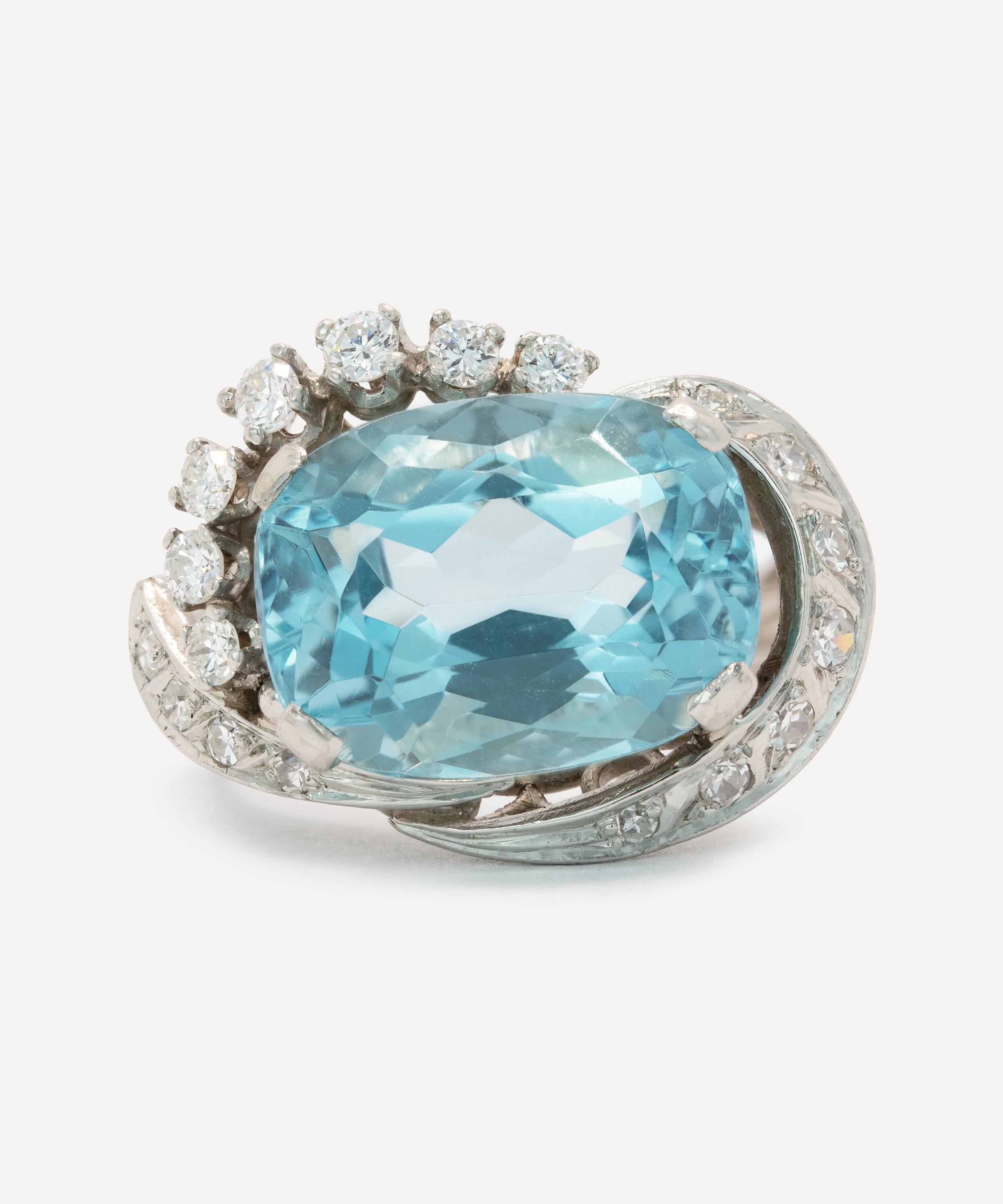 Kojis - Platinum Fancy Aquamarine Cluster Ring image number 0