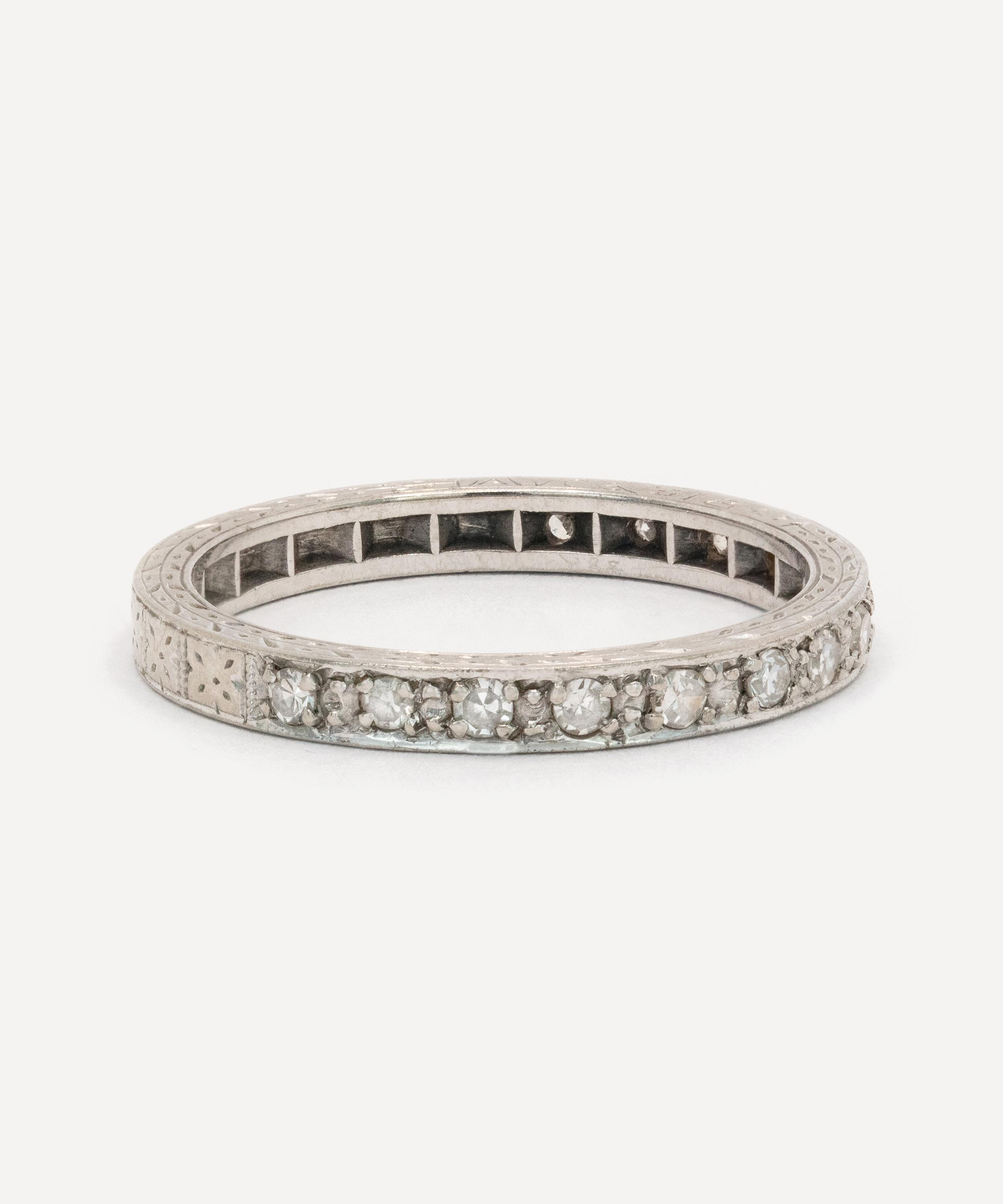 Kojis - 18ct White Gold Vintage Diamond Half Eternity Ring image number 1