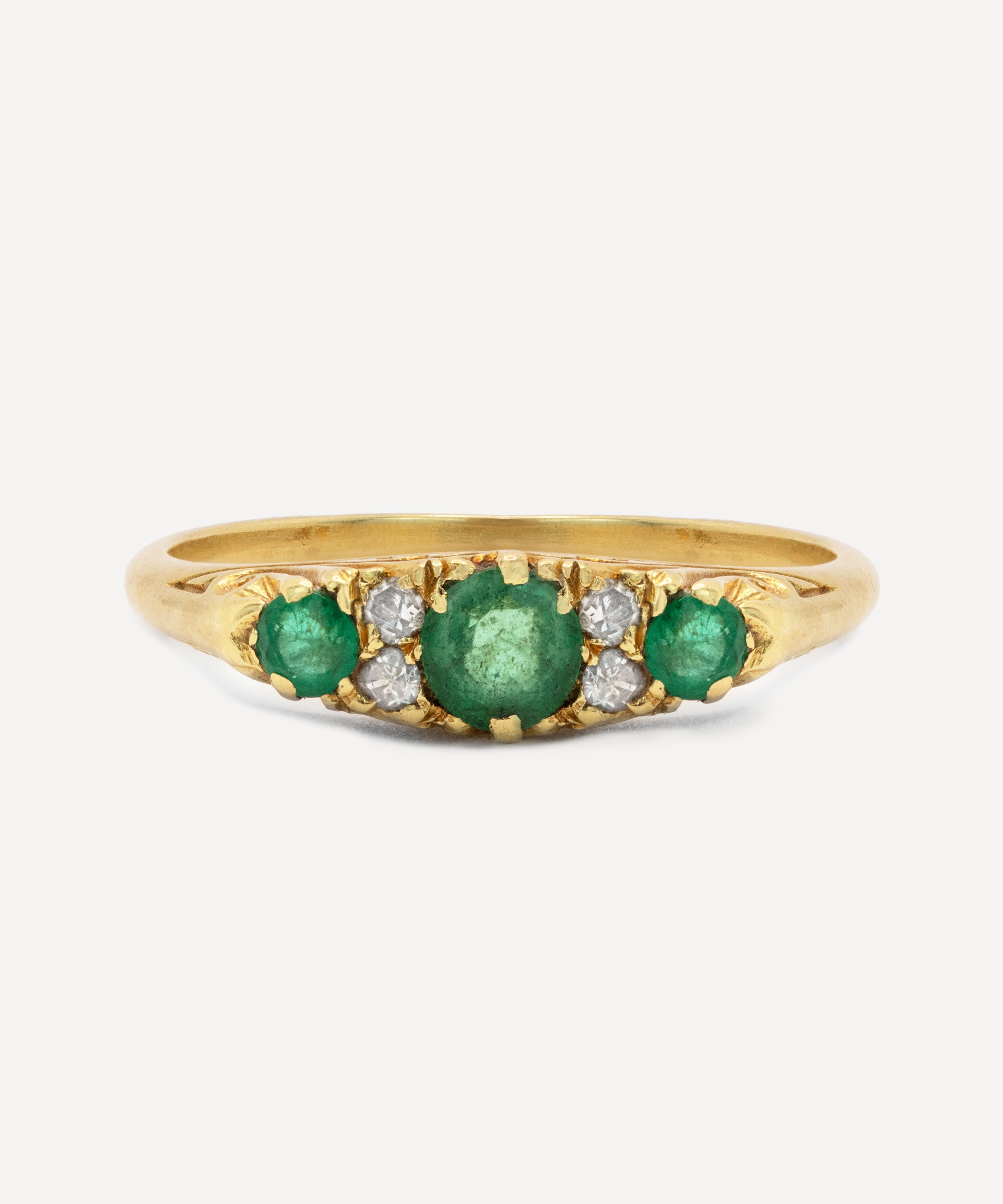 Kojis - 18ct Gold Antique Emerald and Diamond Ring image number 0