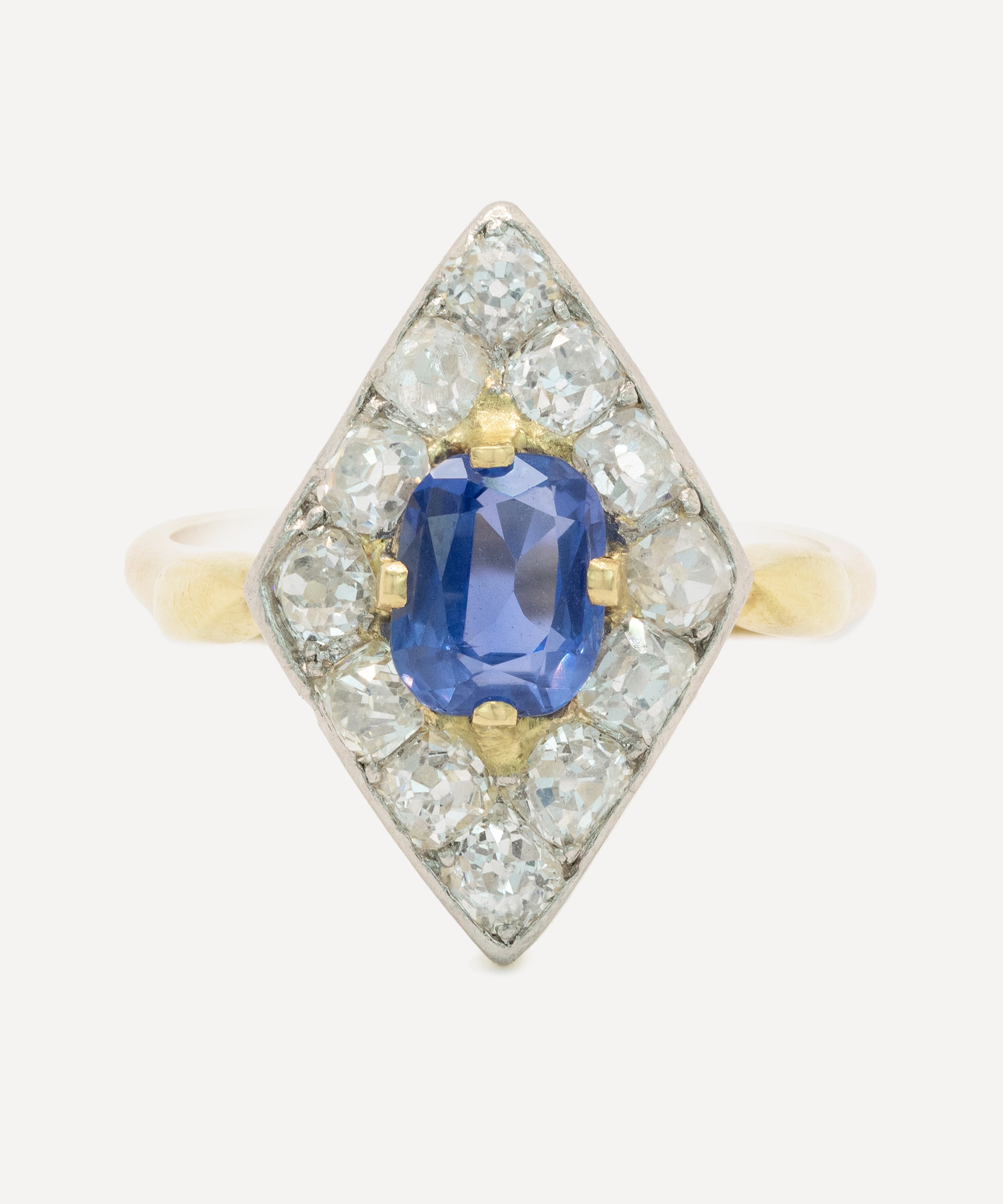 Kojis - 18ct Gold Antique Sapphire and Diamond Plaque Ring image number 0