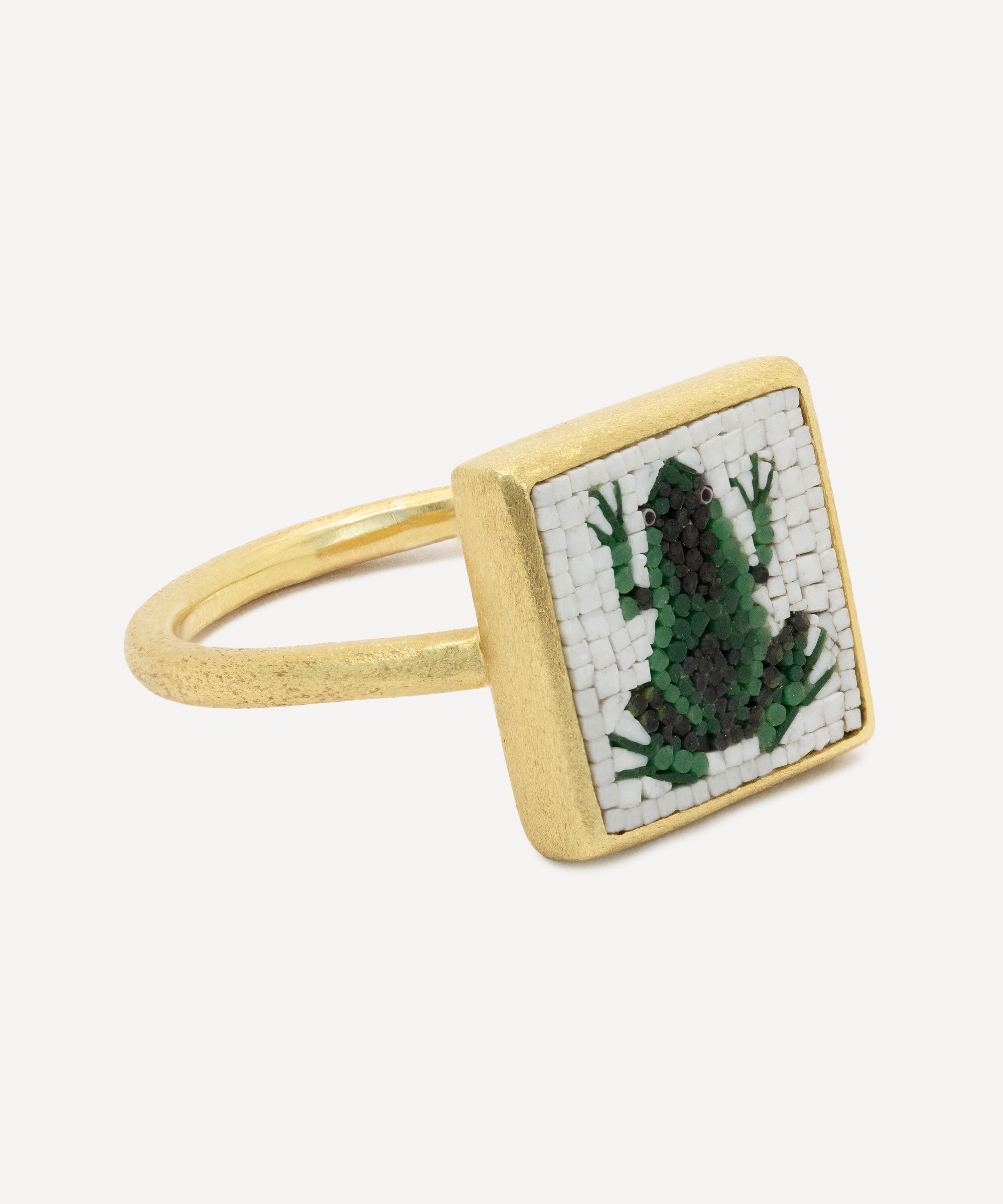 Kojis - 18ct Gold Micro Mosaic Frog Ring image number 1