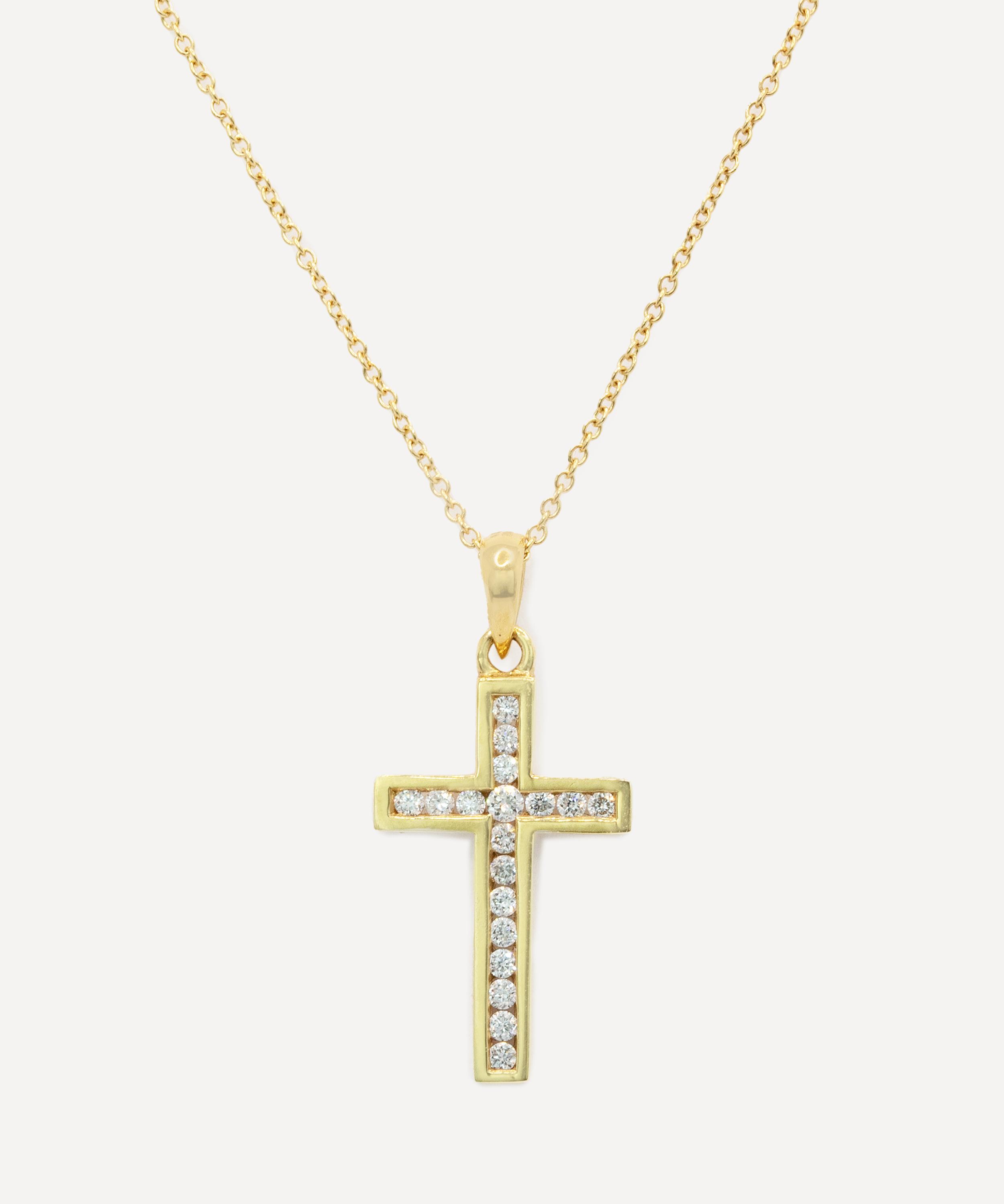 Kojis - 18ct Gold Diamond Cross Pendant Necklace