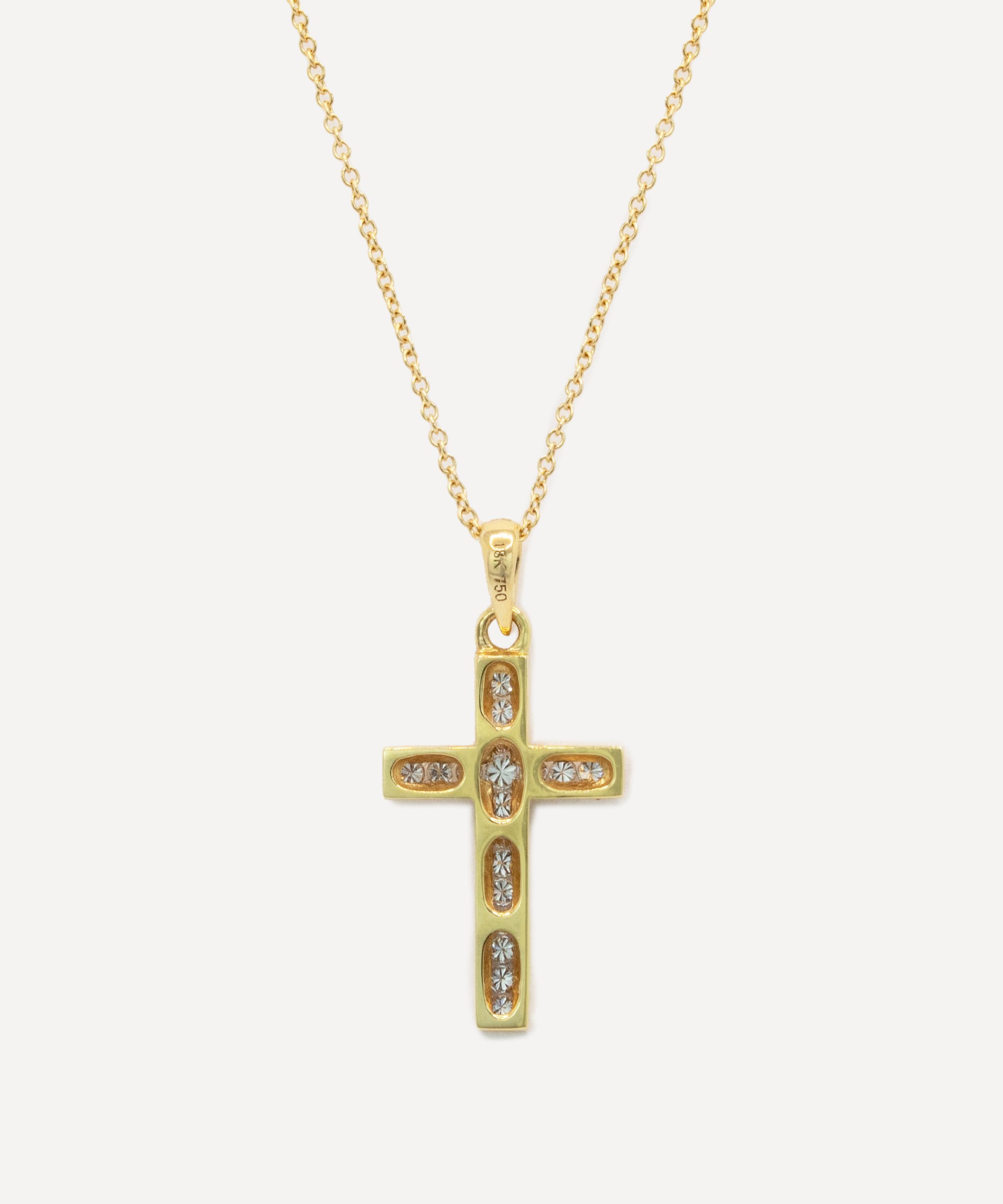 Kojis - 18ct Gold Diamond Cross Pendant Necklace image number 1