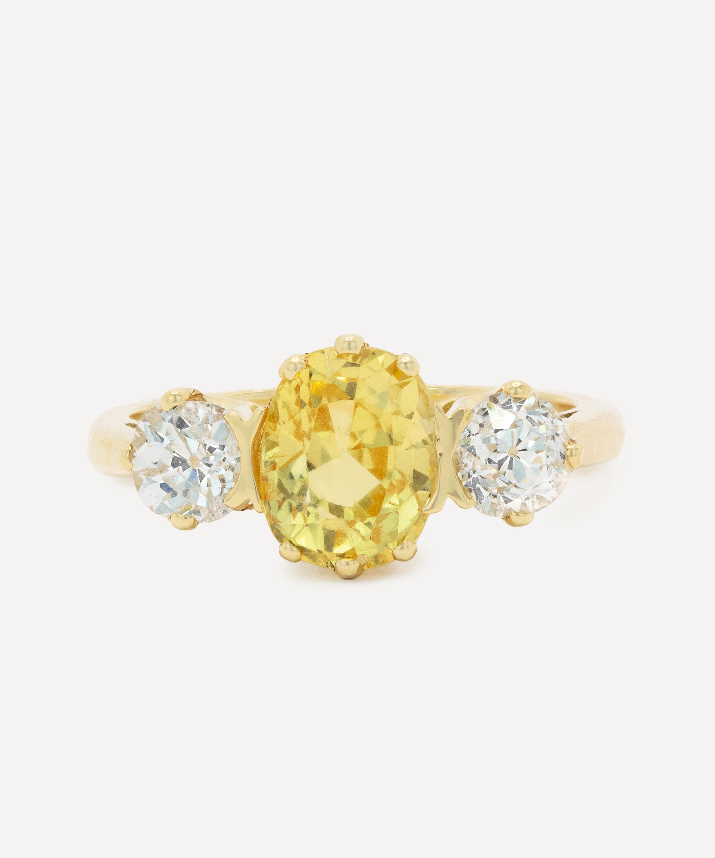 Kojis - 18ct Gold Unheated Yellow Sapphire Trilogy Ring image number 0