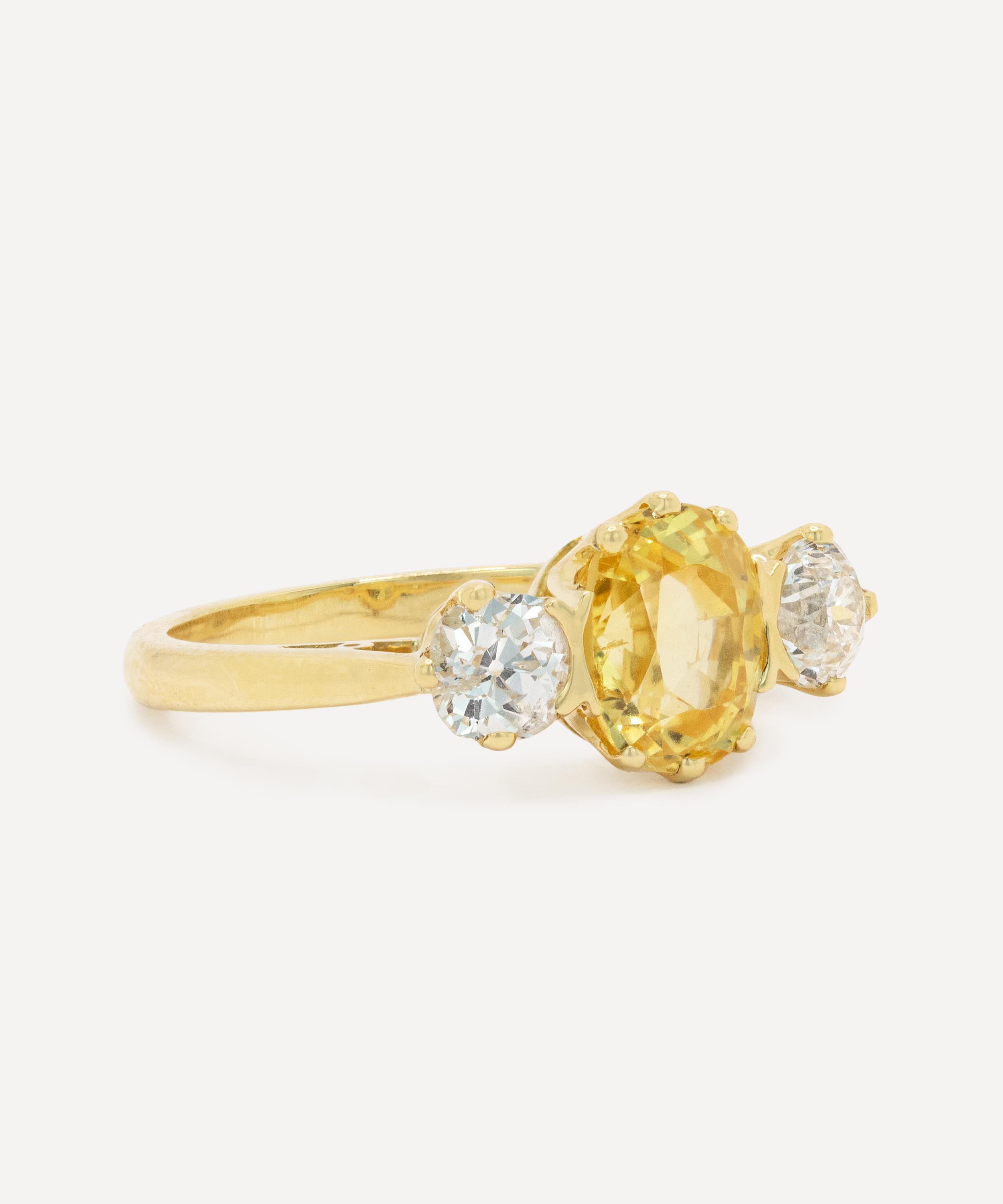 Kojis - 18ct Gold Unheated Yellow Sapphire Trilogy Ring image number 1