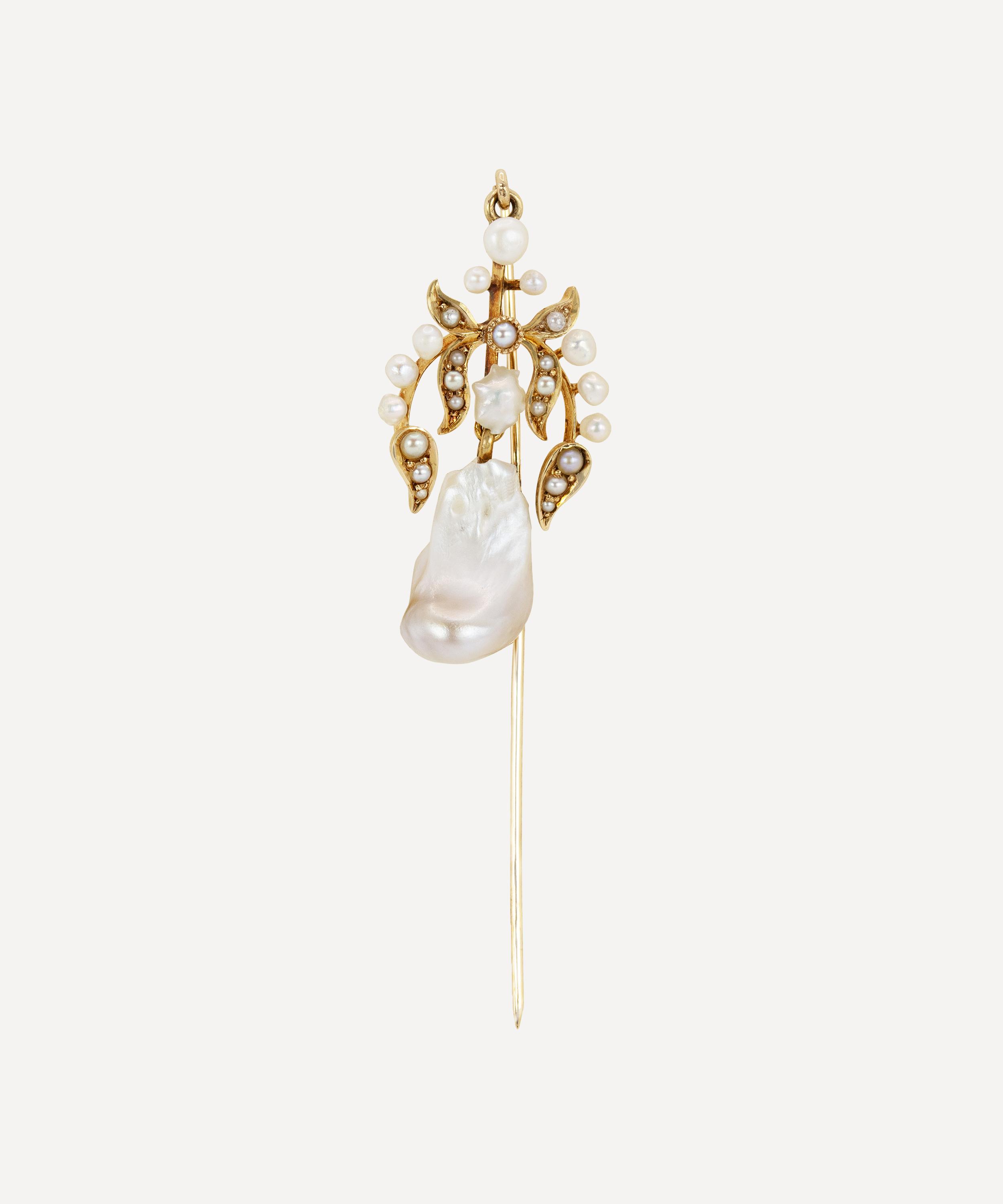 Kojis - 14ct Gold Antique Natural Pearl Pin image number 0