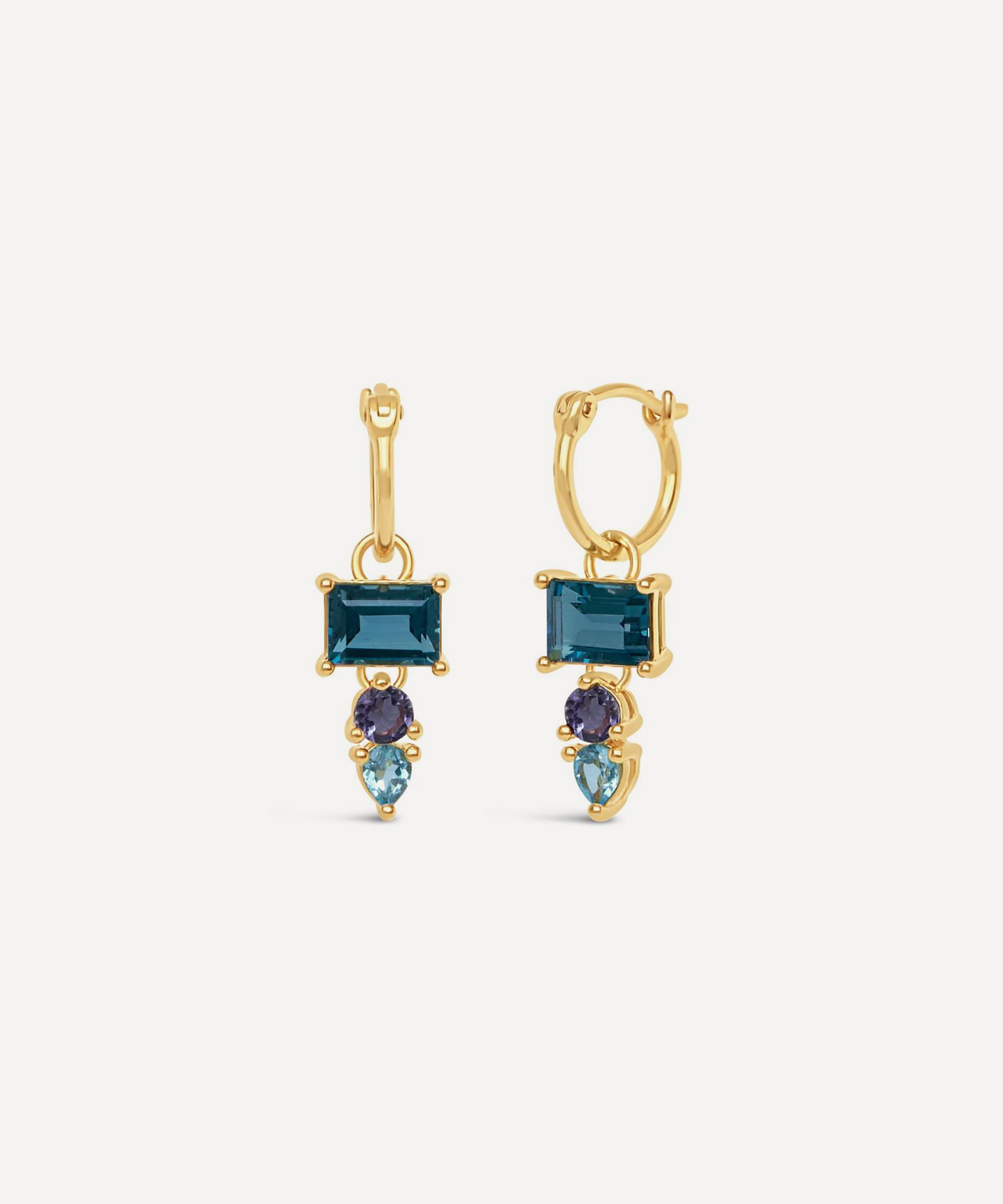 Dinny Hall - 22ct Gold-Plated Vermeil Silver Gem-Set Drop Earrings image number 0