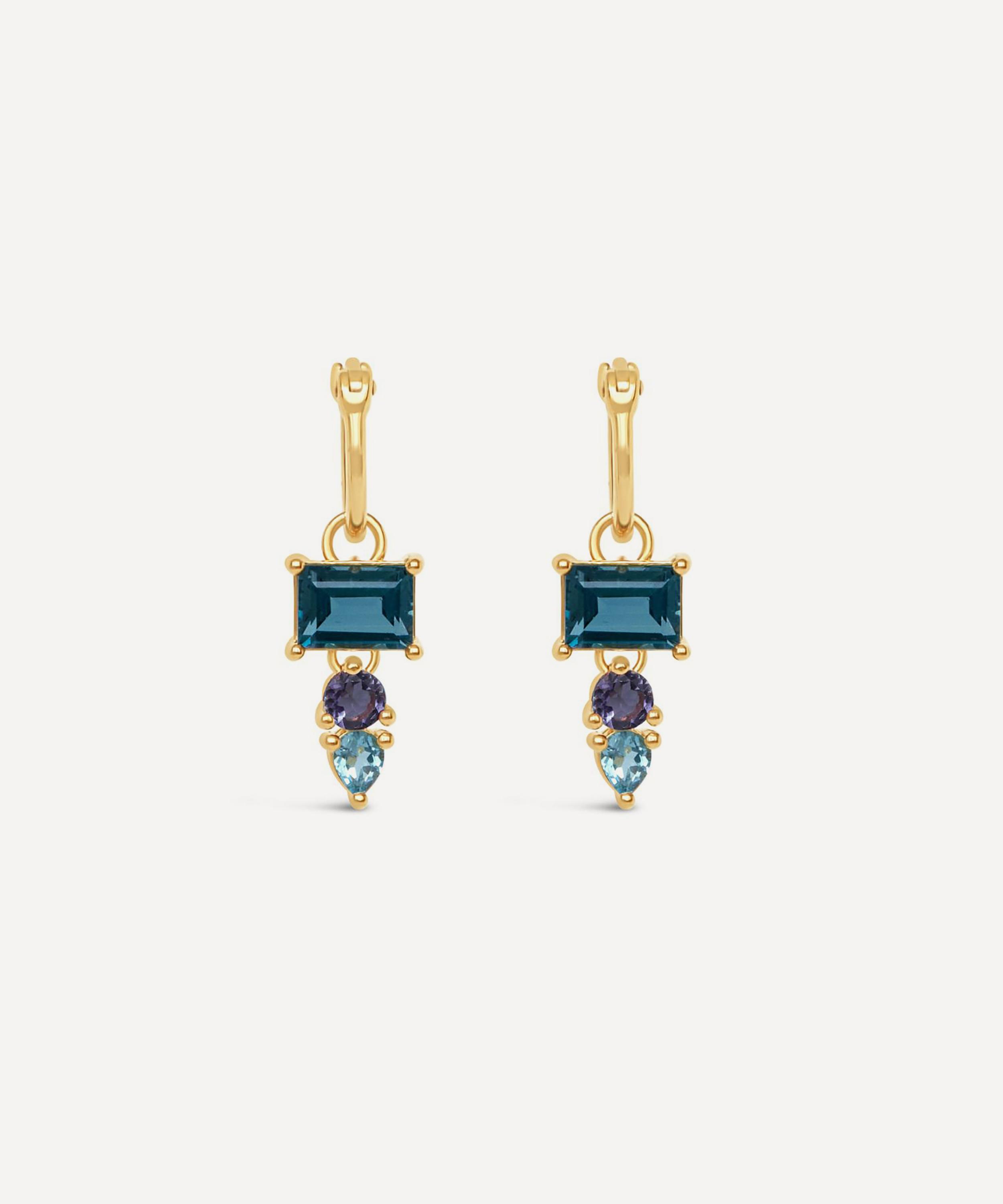 Dinny Hall - 22ct Gold-Plated Vermeil Silver Gem-Set Drop Earrings image number 1