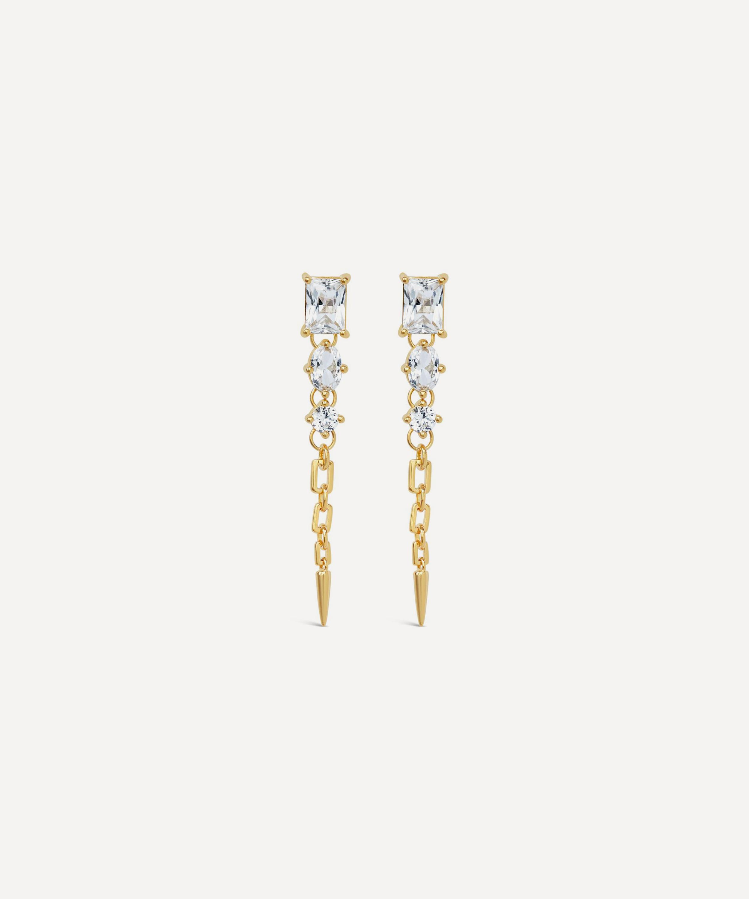 Dinny Hall - 22ct Gold-Plated Vermeil Silver Gem-Set Column Drop Earrings image number 0