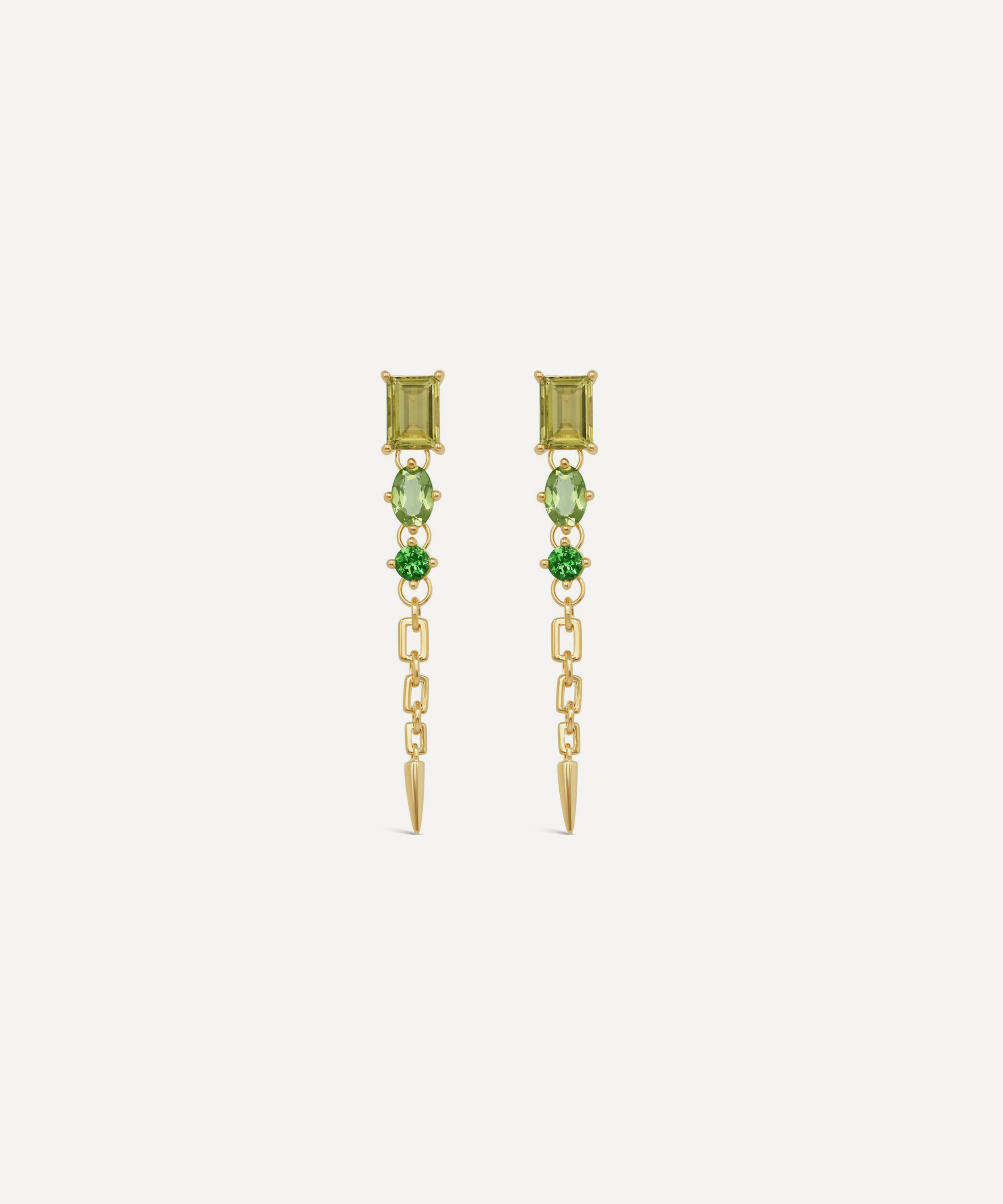 Dinny Hall - 22ct Gold-Plated Vermeil Silver Gem-Set Column Drop Earrings image number 0