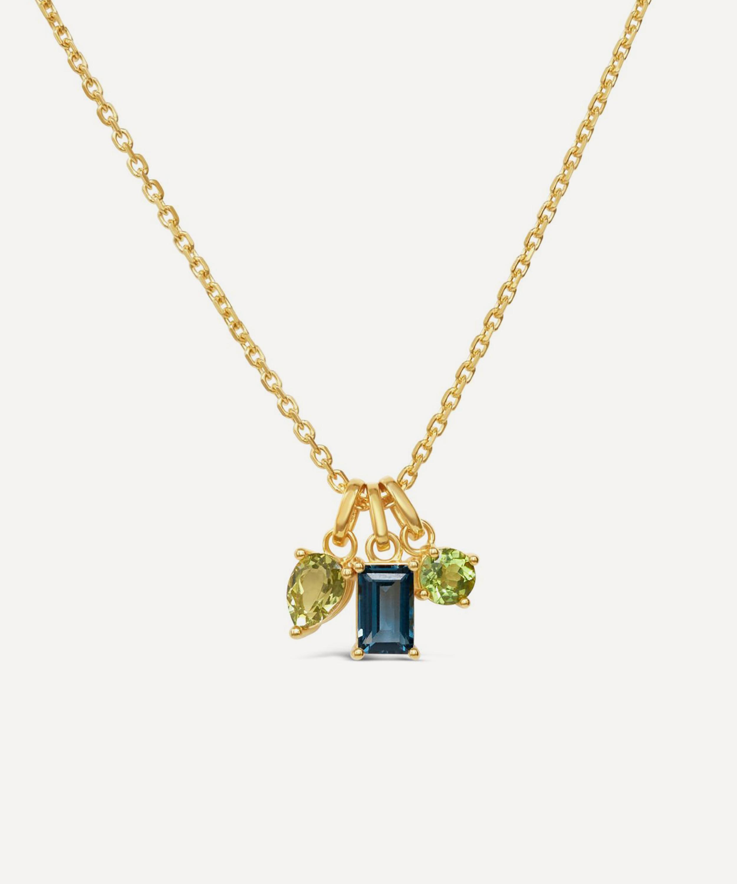 Dinny Hall - 22ct Gold-Plated Vermeil Silver Gem-Set Trilogy Pendant Necklace image number 0