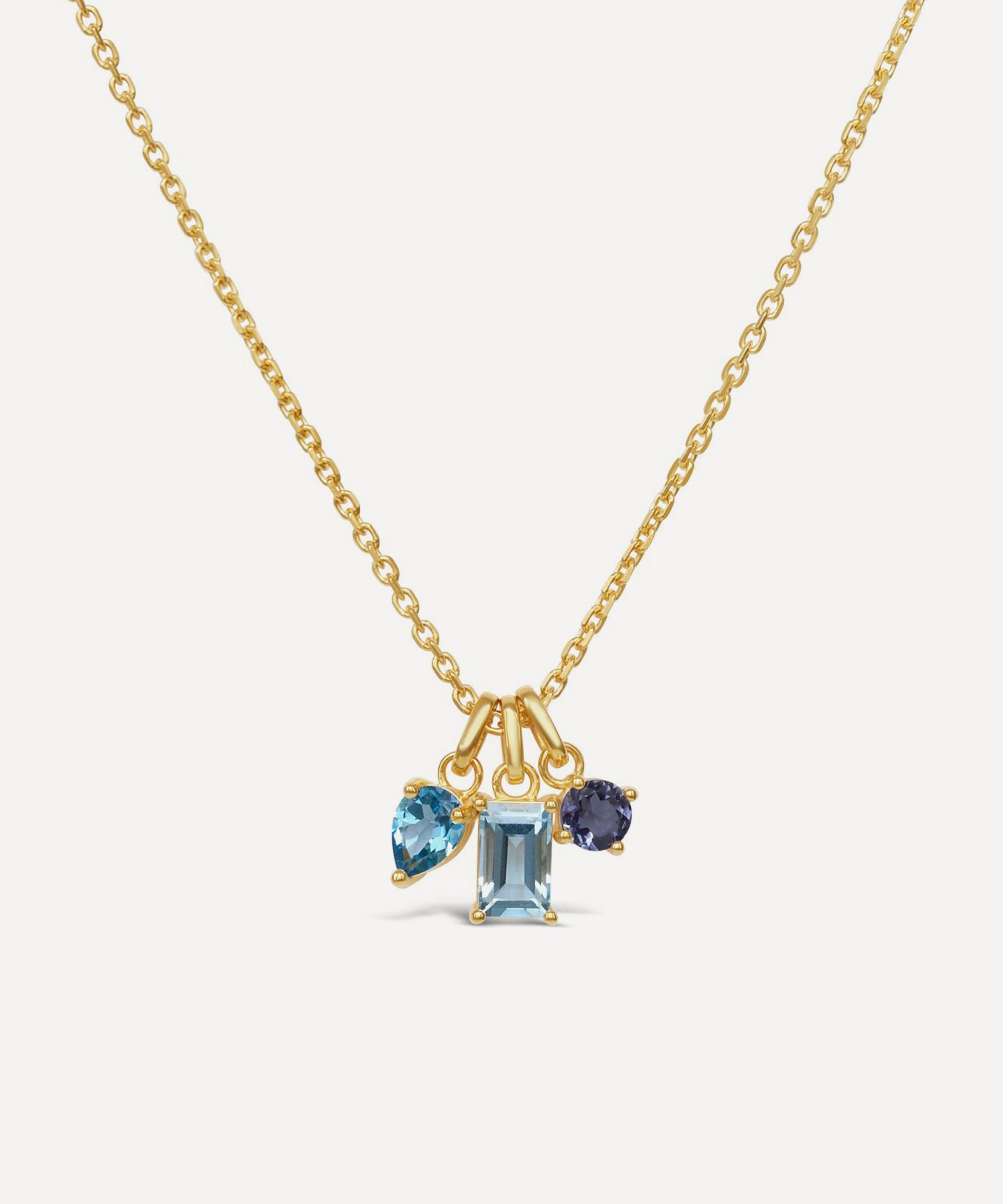 Dinny Hall - 22ct Gold-Plated Vermeil Silver Gem-Set Trilogy Pendant Necklace image number 0