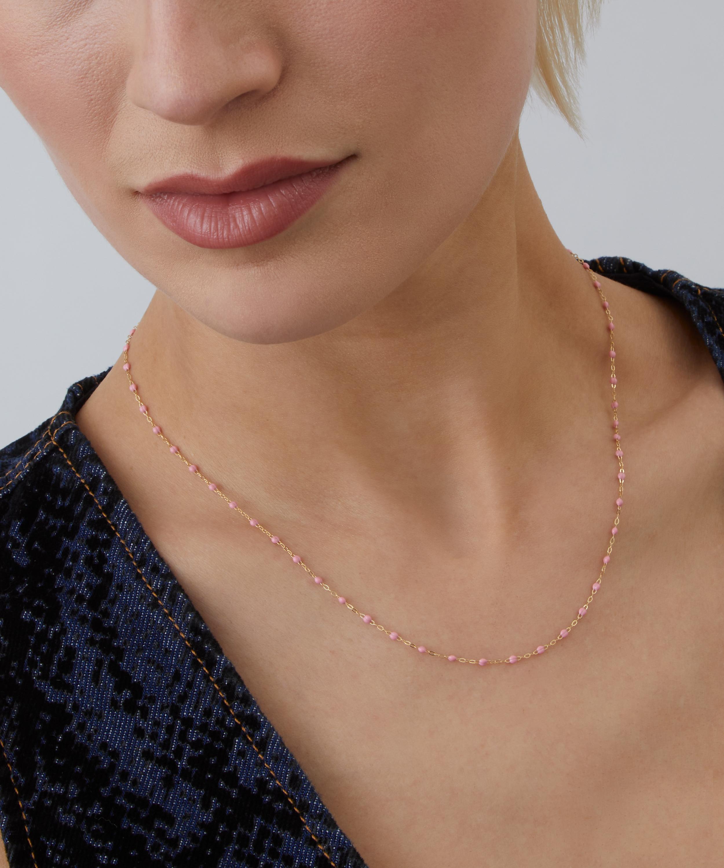 Gigi Clozeau - 18ct Gold Classic Gigi Fuchsia Resin Bead Necklace image number 1