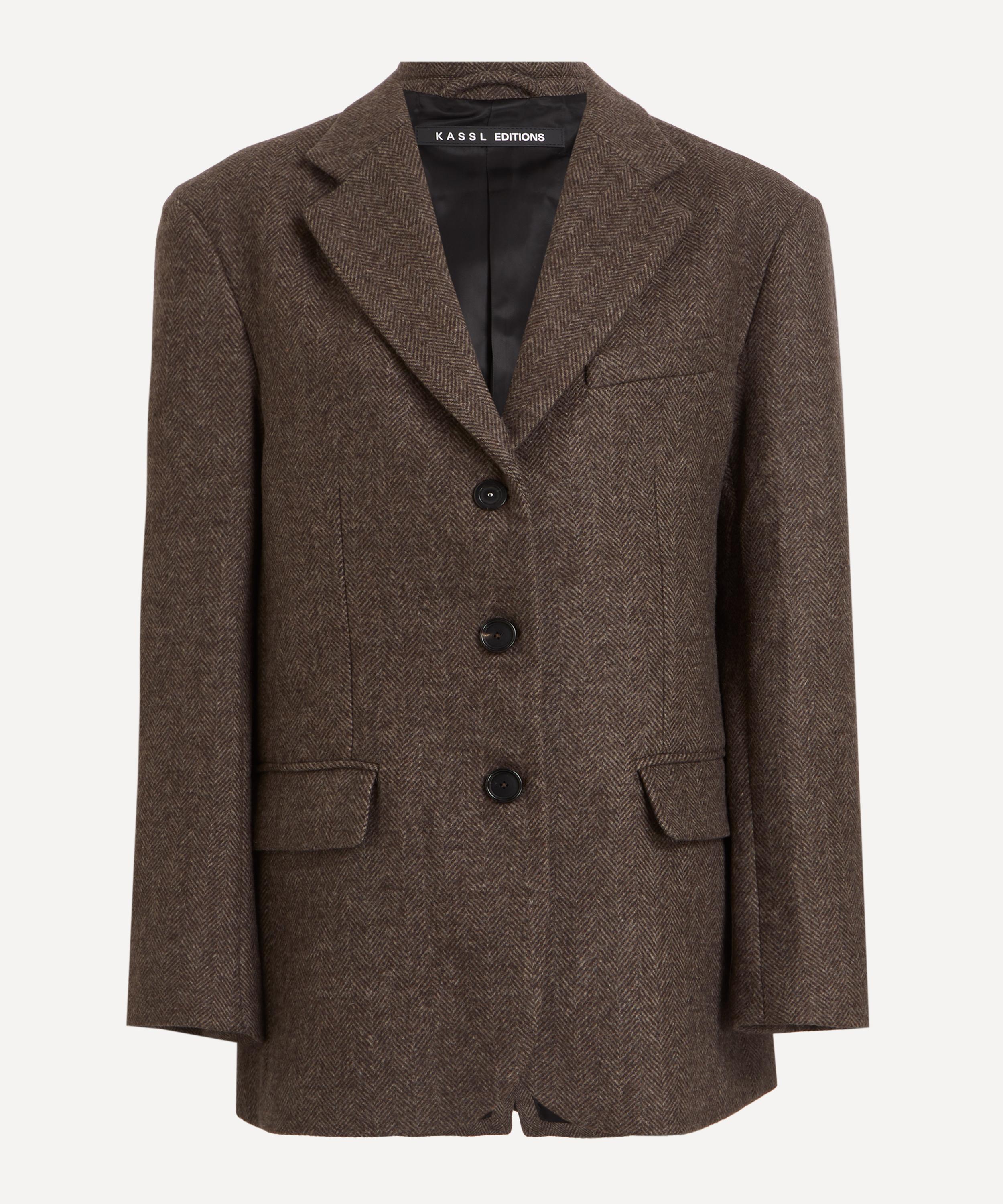 KASSL Editions - Taupe Herringbone Wool Blazer 