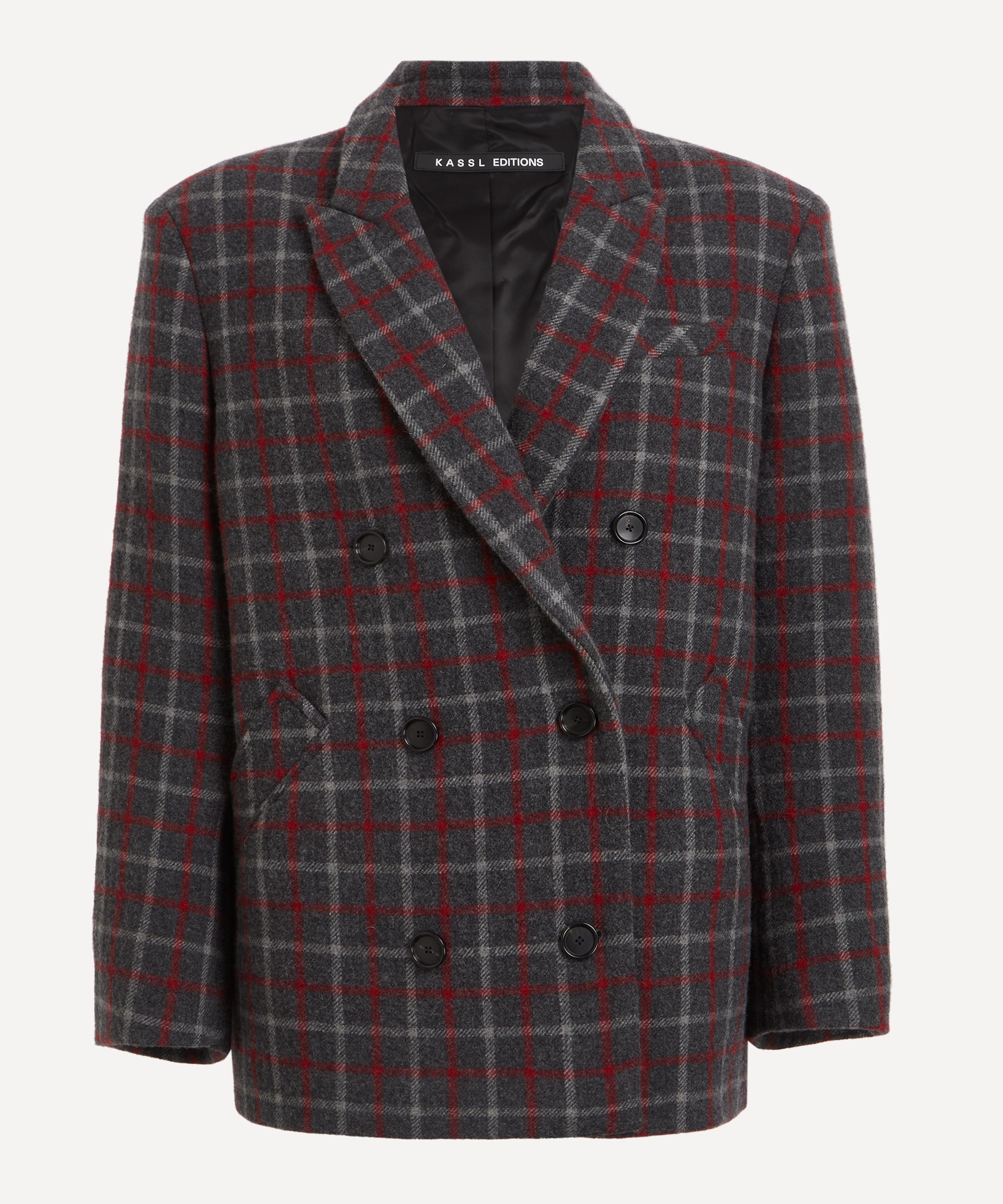 KASSL Editions - Double-Breasted Wool Check Short Coat