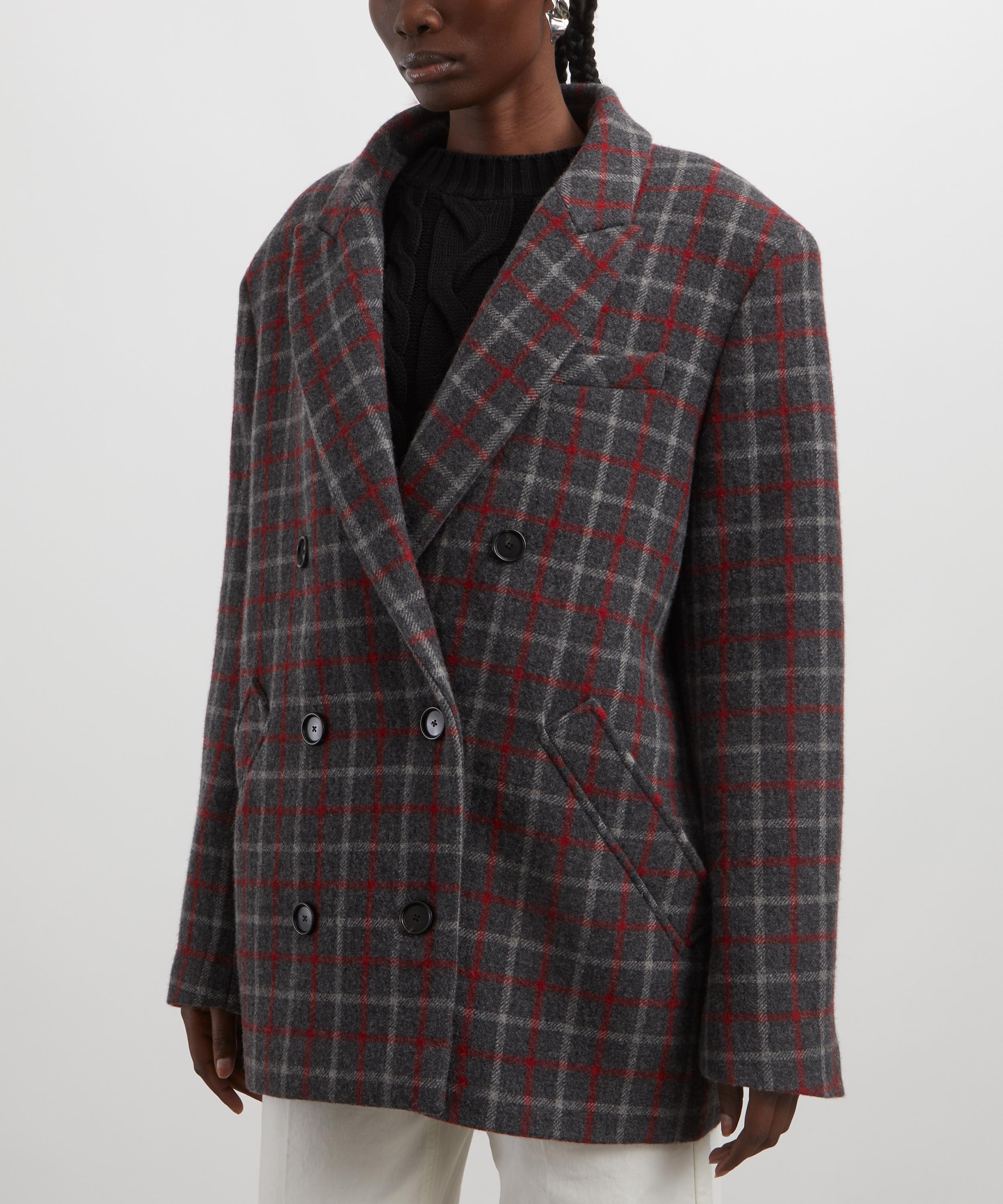 KASSL Editions - Double-Breasted Wool Check Short Coat image number 2