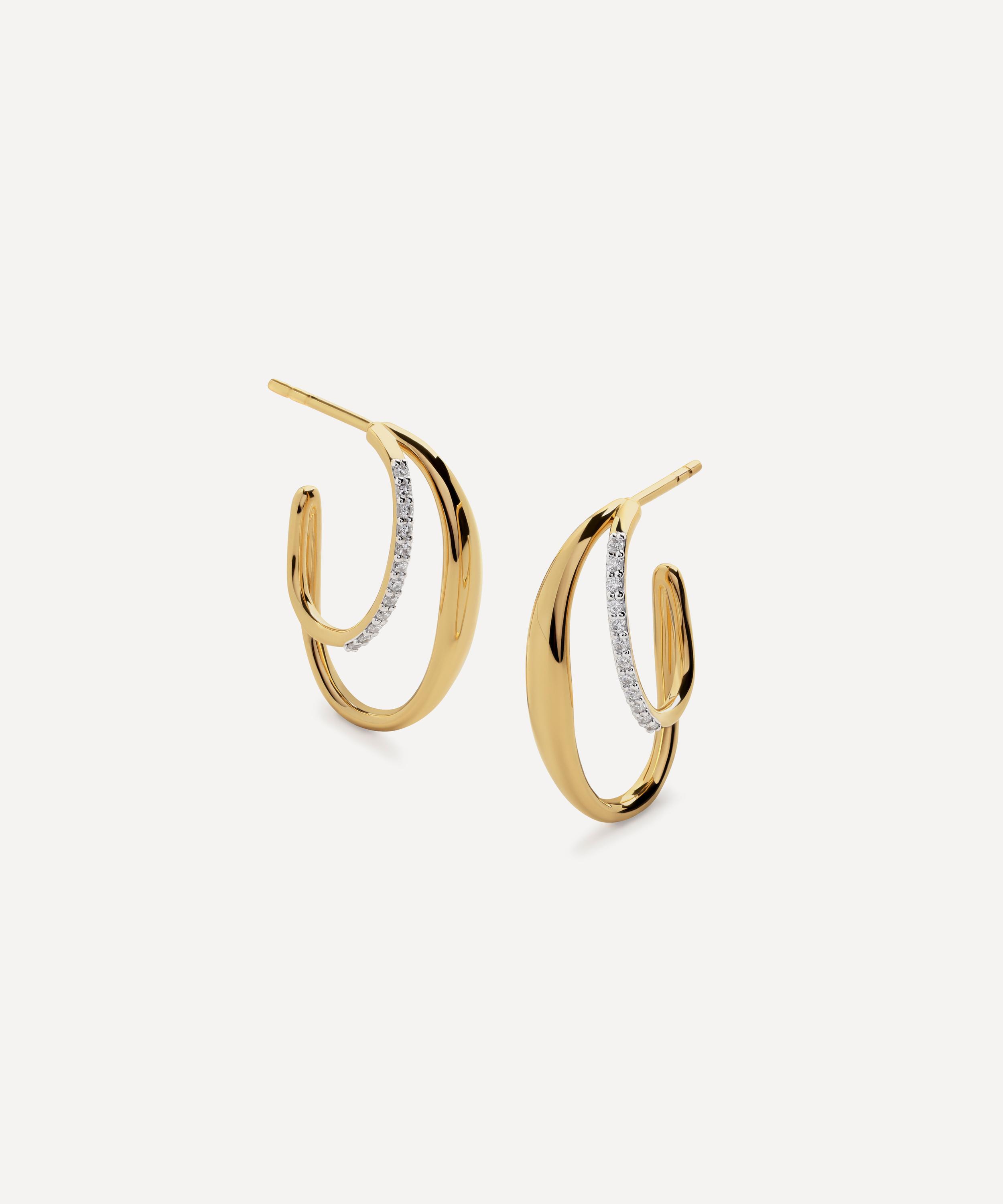 Monica Vinader - 18ct Gold-Plated Vermeil Silver Nura Wrap Medium Hoop Earrings image number 0