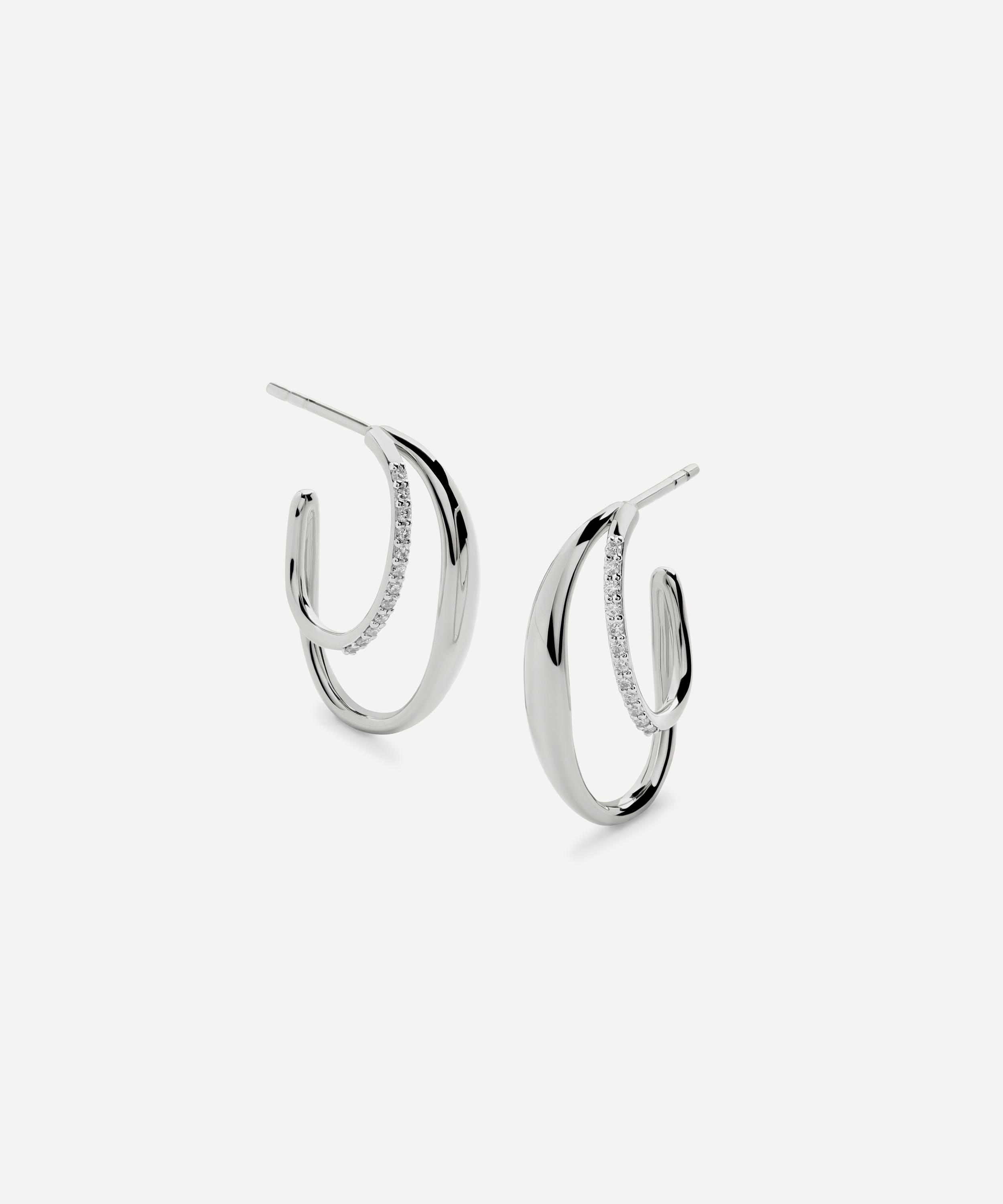 Monica Vinader - Sterling Silver Nura Wrap Medium Hoop Earrings