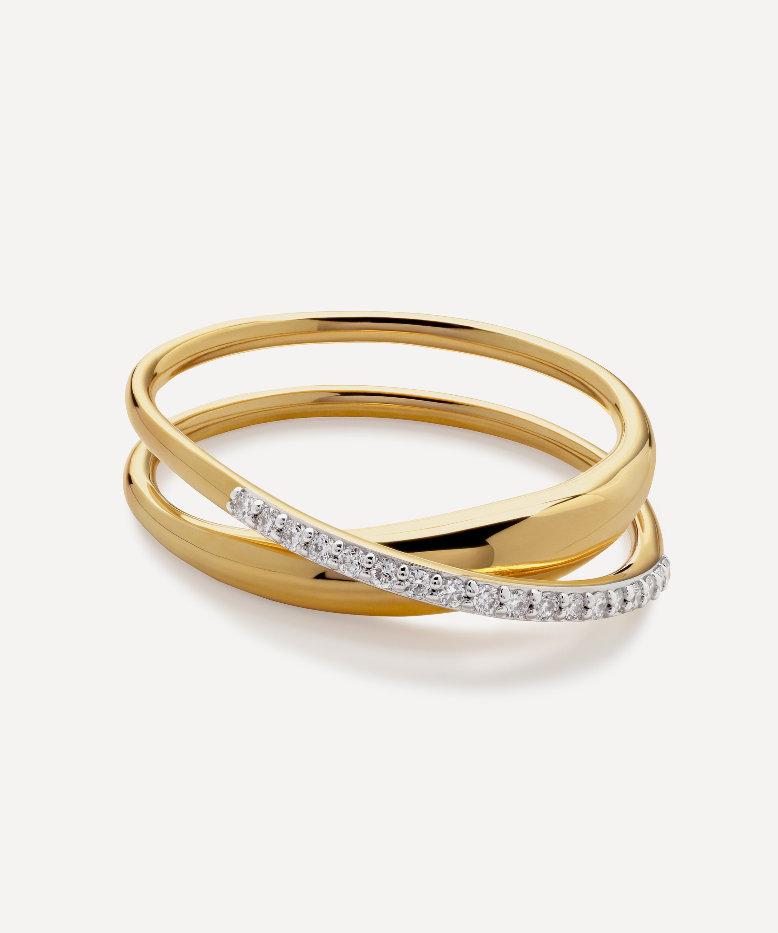 Monica Vinader - 18ct Gold-Plated Vermeil Silver Diamond Nura Wrap Ring image number 2