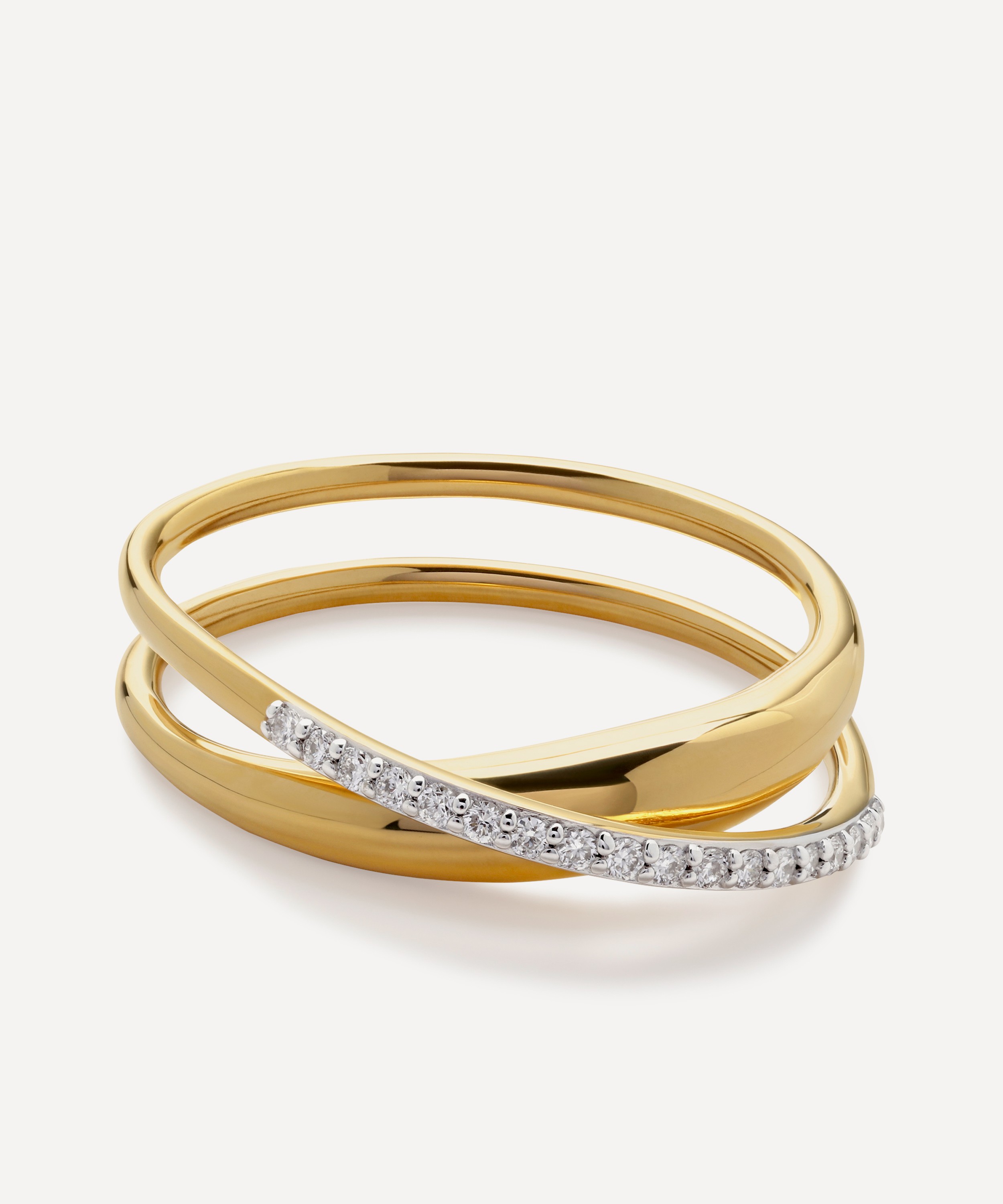 Monica Vinader - 18ct Gold-Plated Vermeil Silver Diamond Nura Wrap Ring