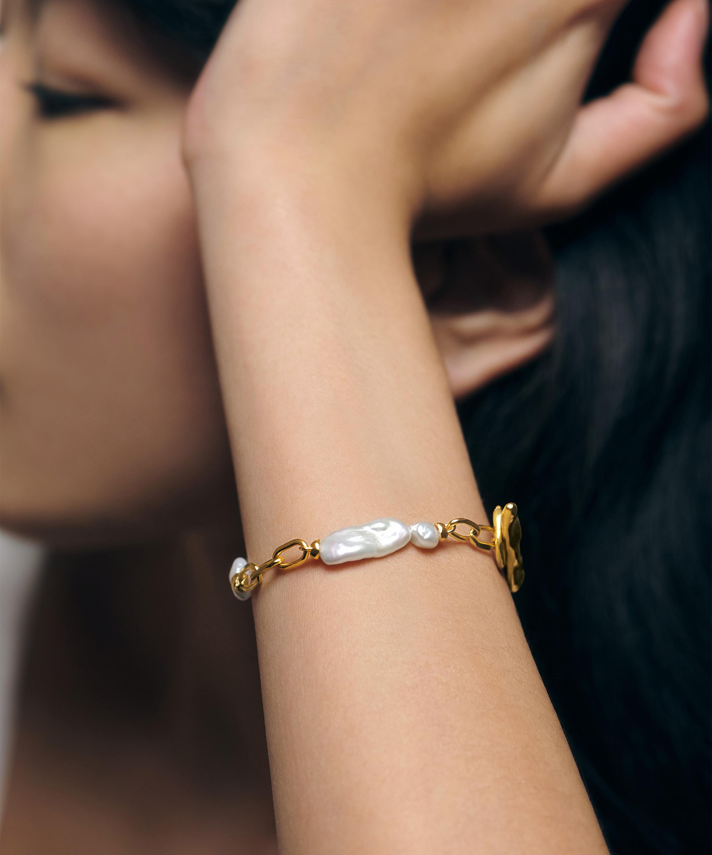 Monica Vinader - 18ct Gold-Plated Vermeil Silver Amy Powney Pearl Bracelet image number 1
