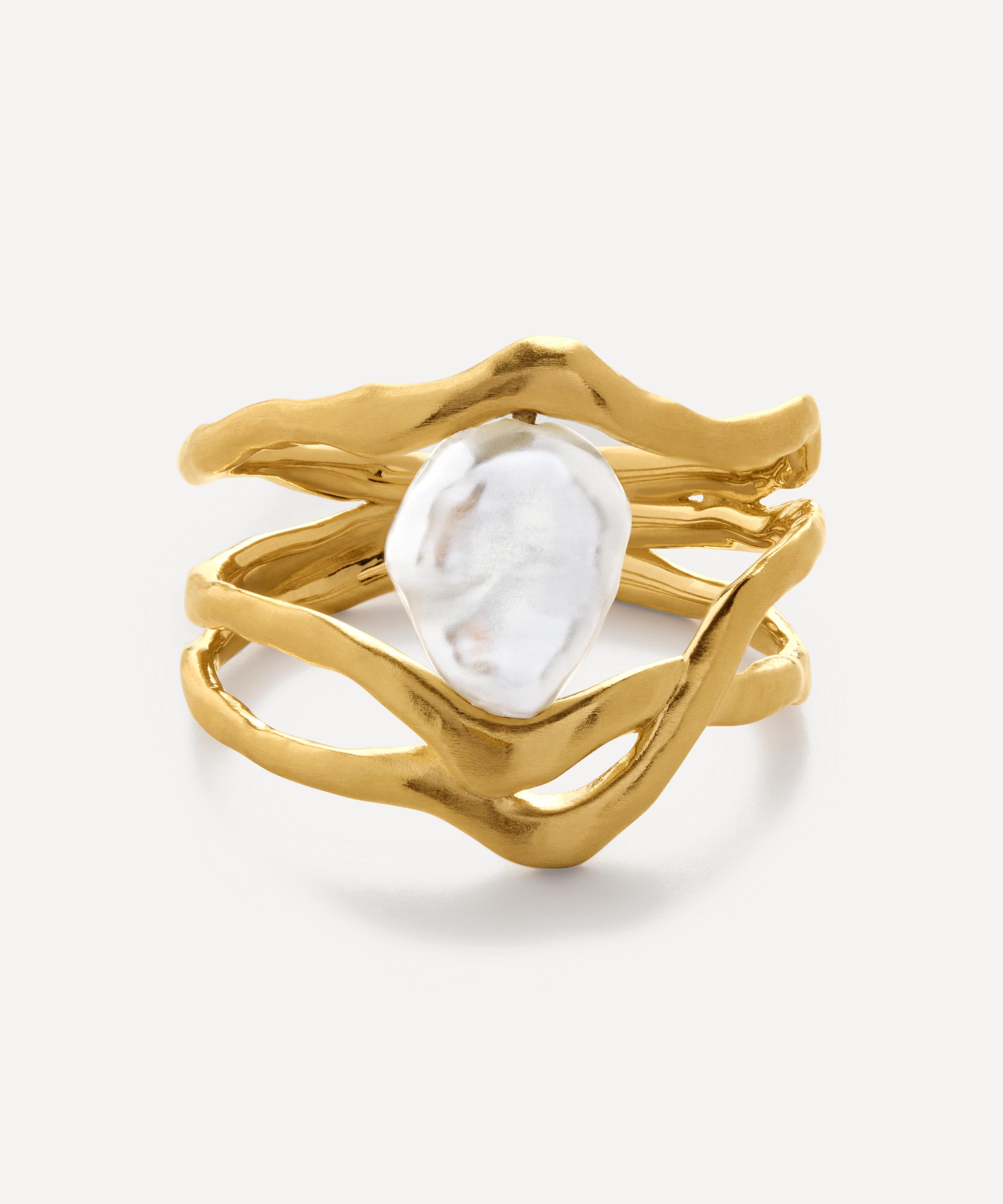 Monica Vinader - 18ct Gold-Plated Vermeil Silver Amy Powney Pearl Ring