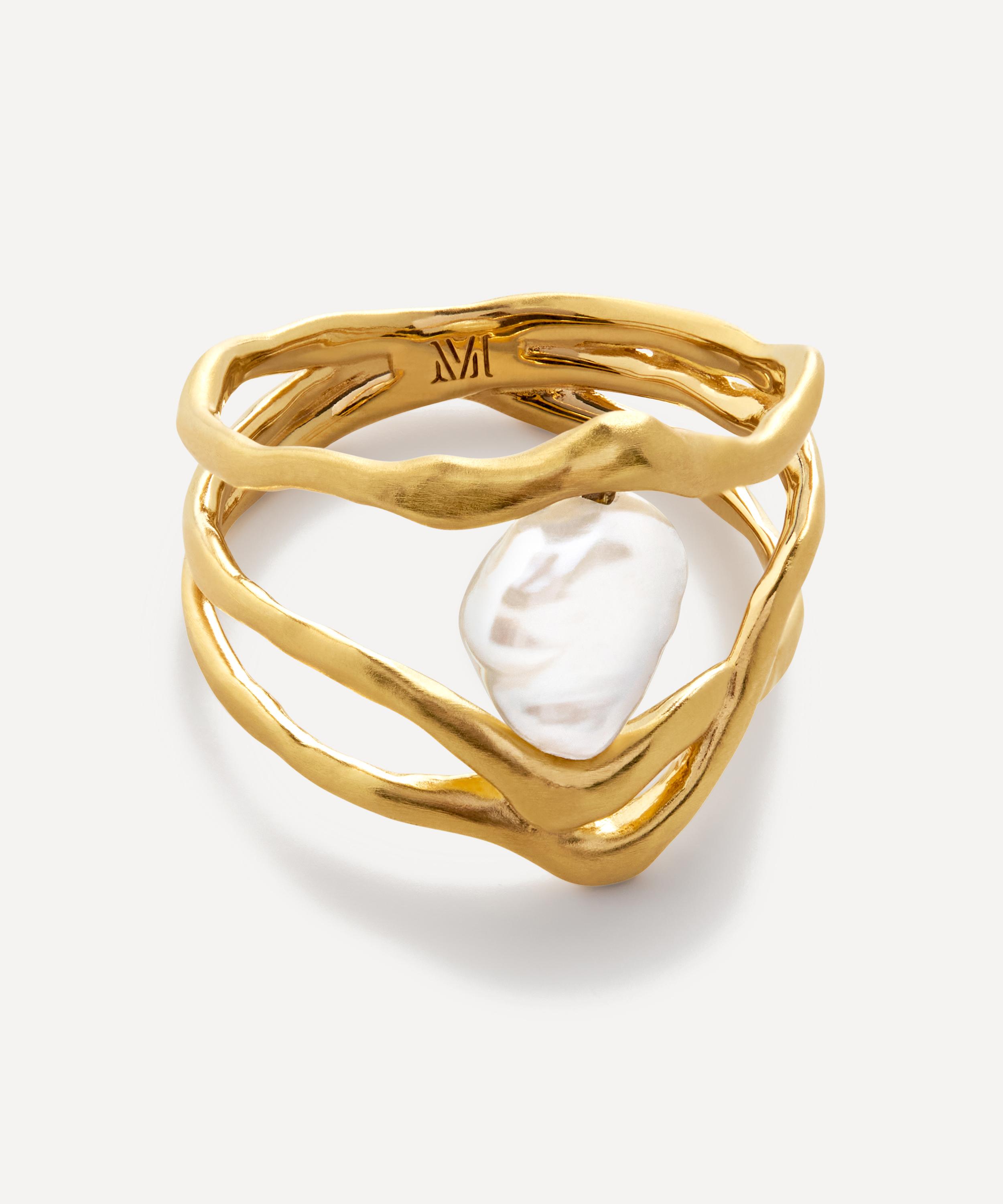 Monica Vinader - 18ct Gold-Plated Vermeil Silver Amy Powney Pearl Ring image number 2